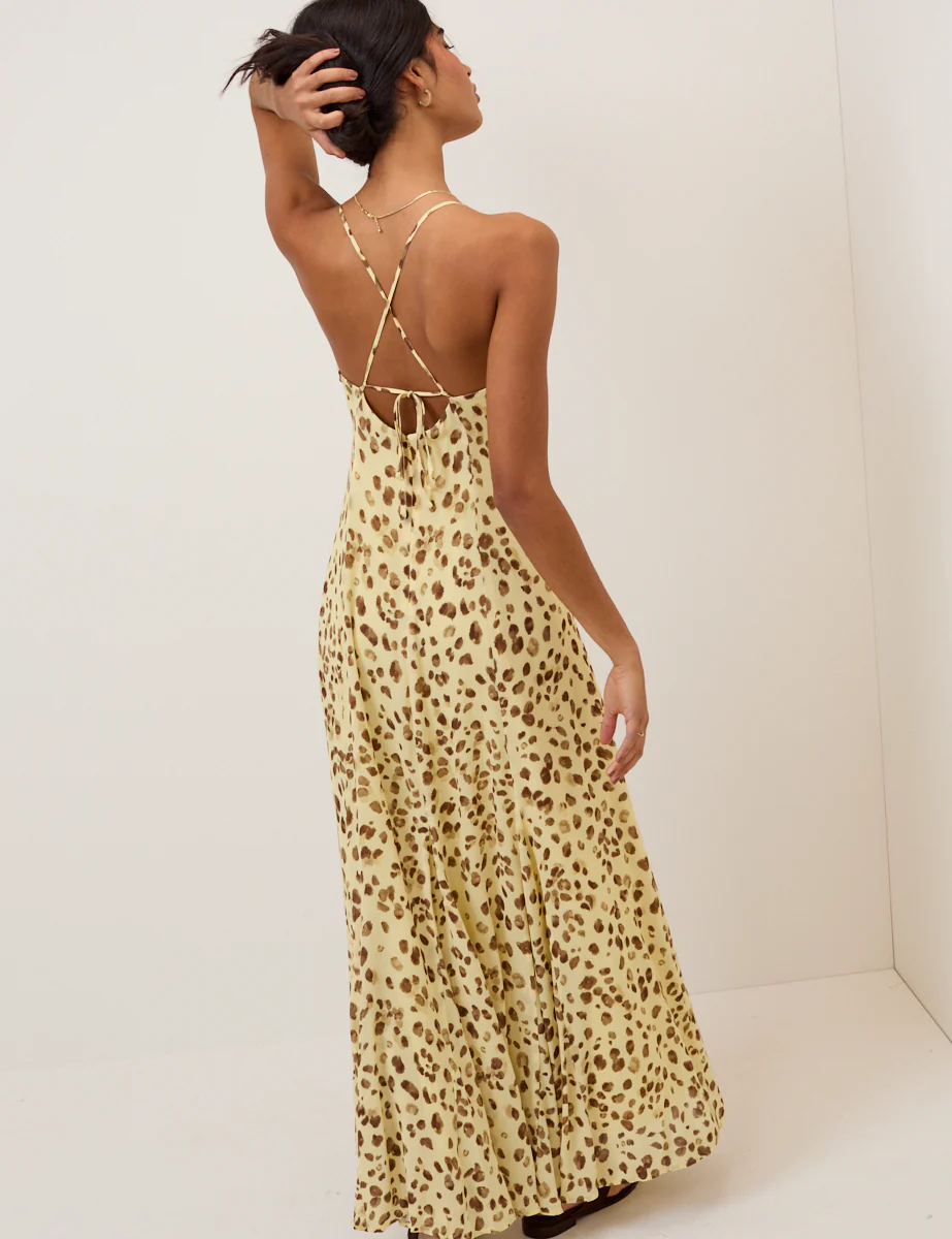 Butter Yellow Leopard Print Kiki Midi Dress - Image 5