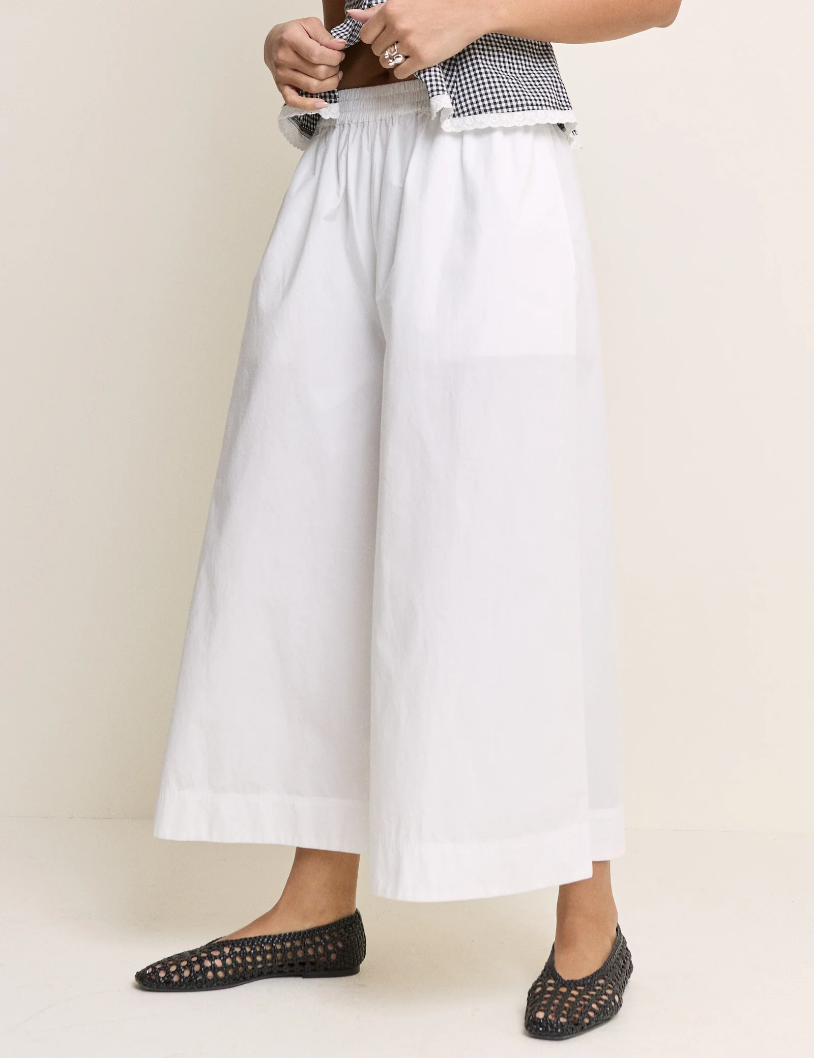 White Wide Leg Palazzo Culottes - Image 2