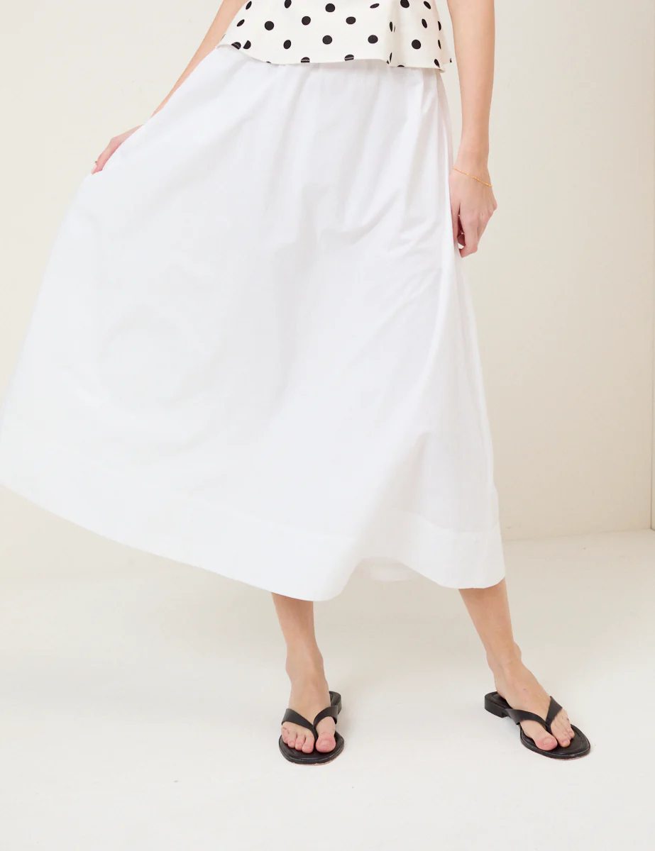 White Poplin Midi Skirt - Image 2