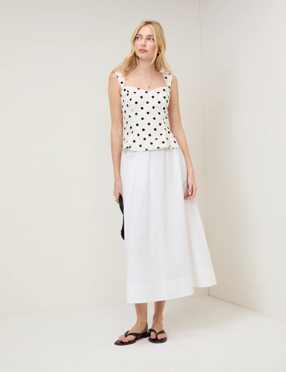 White Poplin Midi Skirt - Image 3