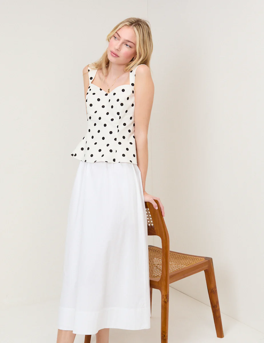 White Poplin Midi Skirt - Image 6