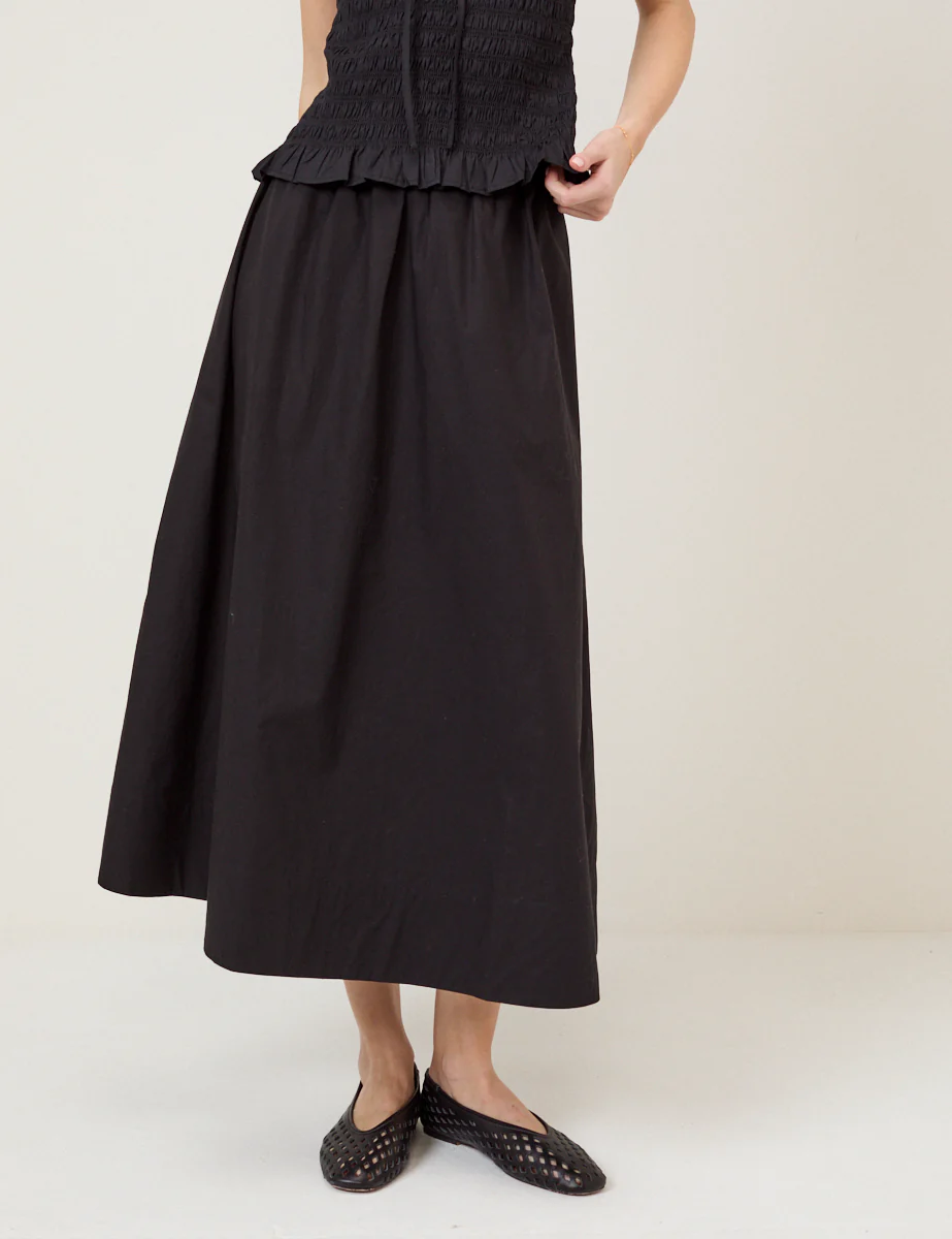 Black Poplin Midi Skirt - Image 2