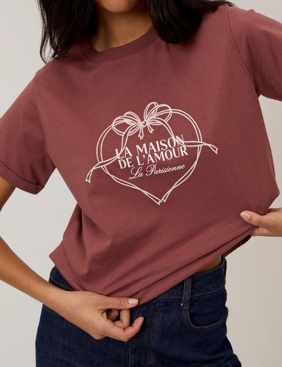 Brown La Maison Heart Graphic T-Shirt - Image 2