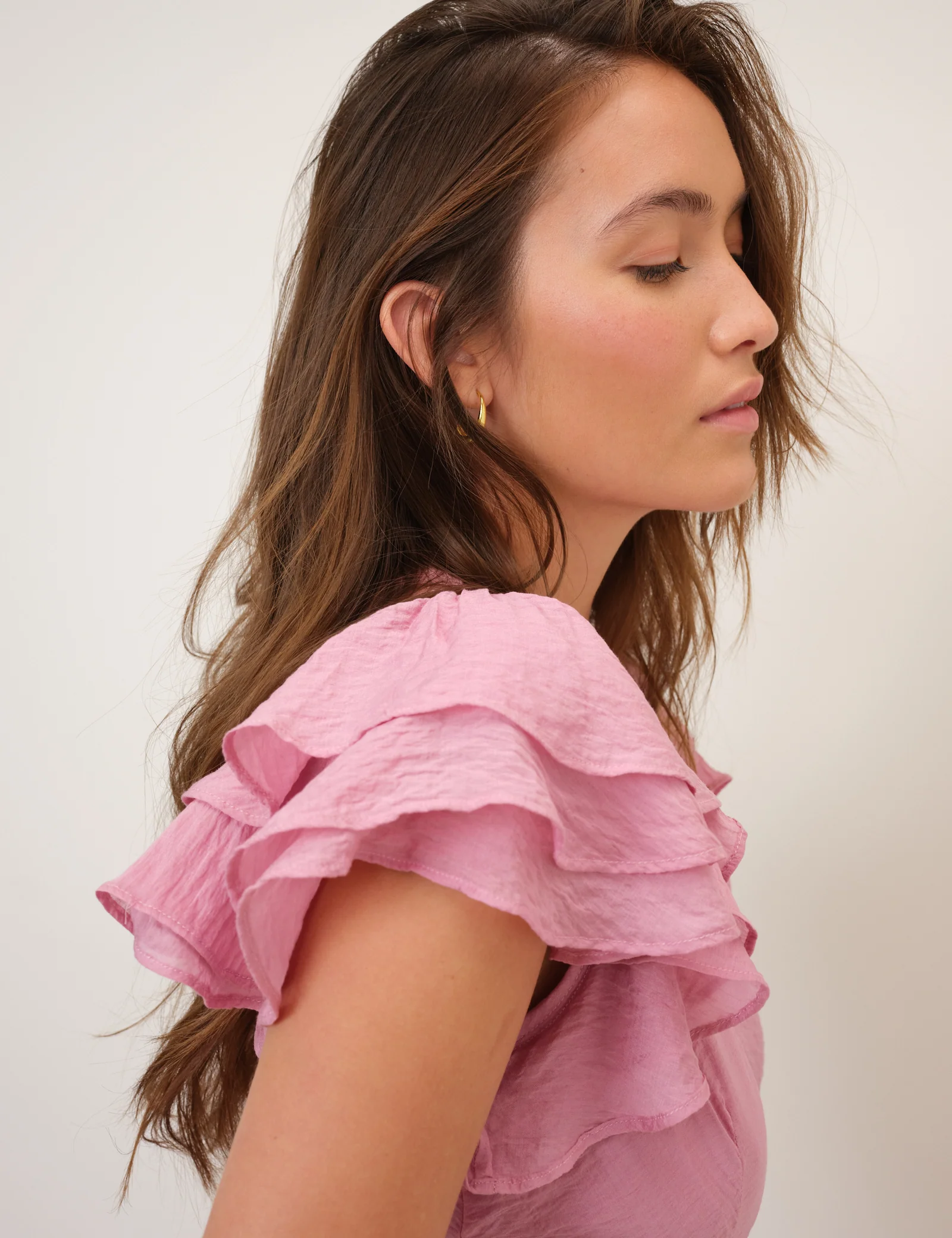 Pink Frill Sleeve Layla Midi Dress - Image 2