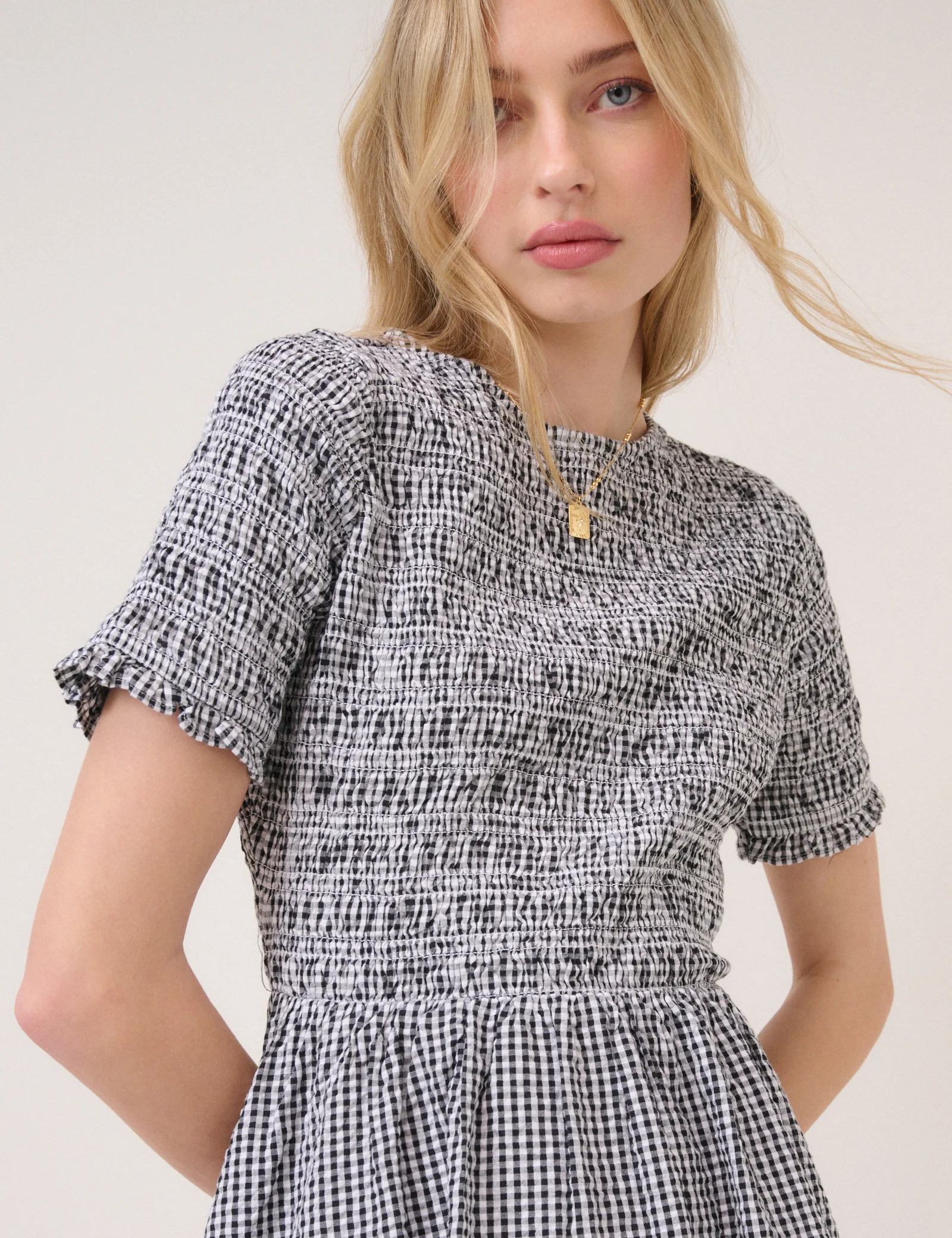 Black Gingham Leah Mini Dress - Image 4