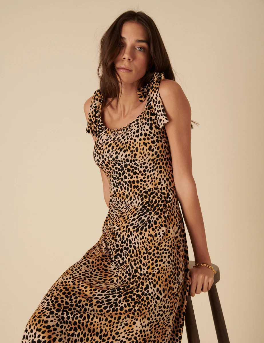Leopard Print Adrian Midi Dress - Image 3