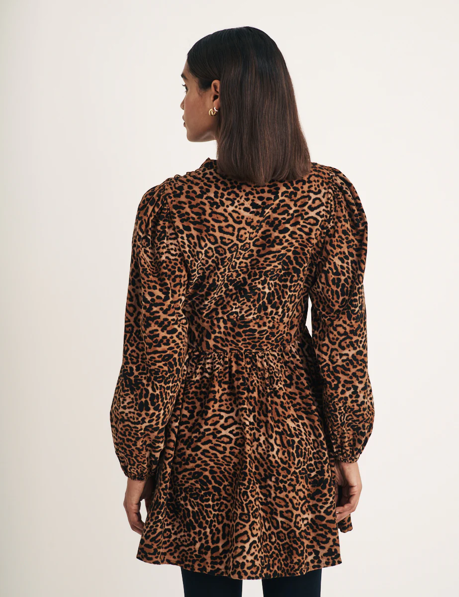 Leopard Print Cord Long Sleeve Starlight Mini Dress - Image 4