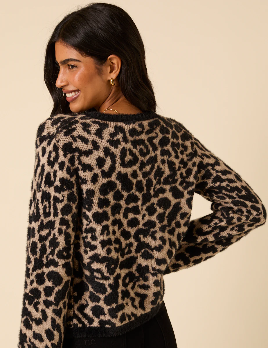 Leopard Print Tie Front Cardigan - Image 4