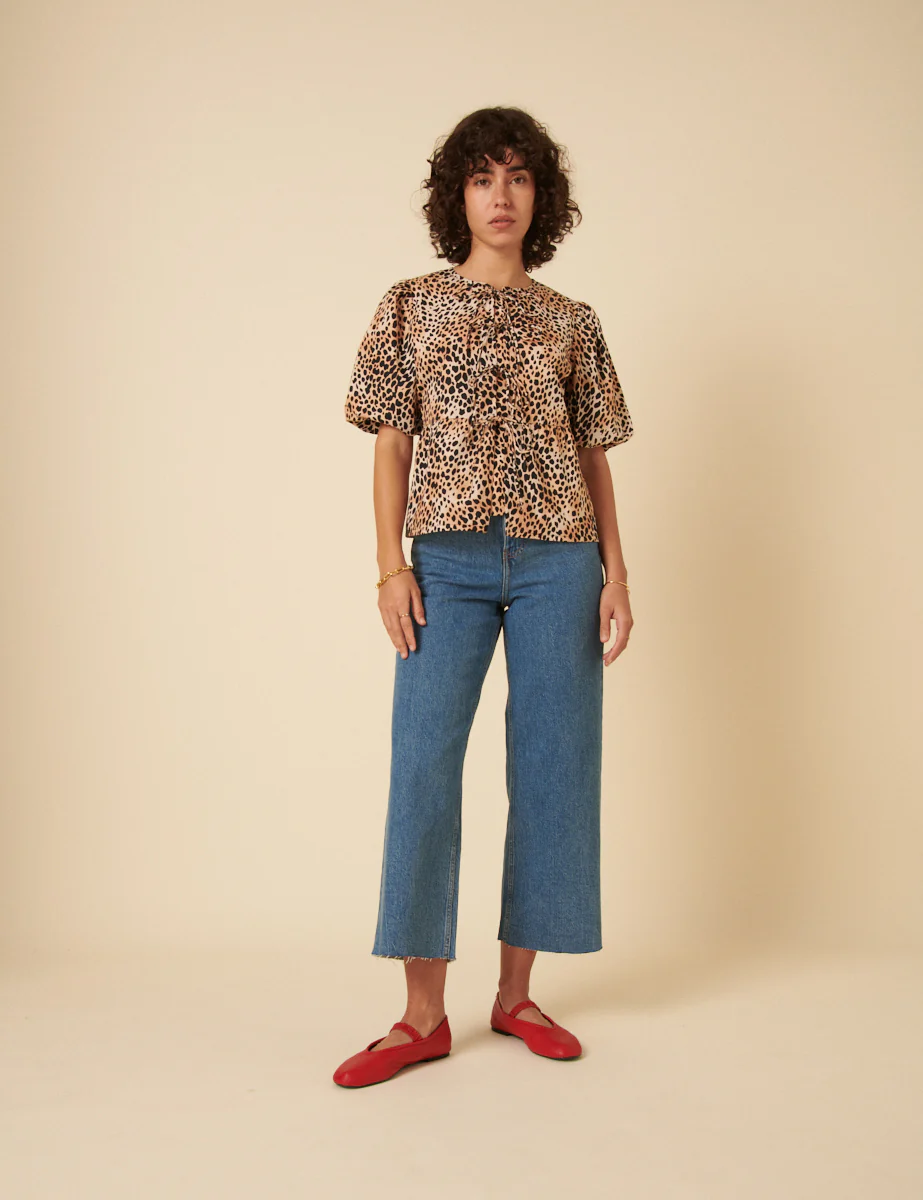 Leopard Print Tie Front Top - Image 2
