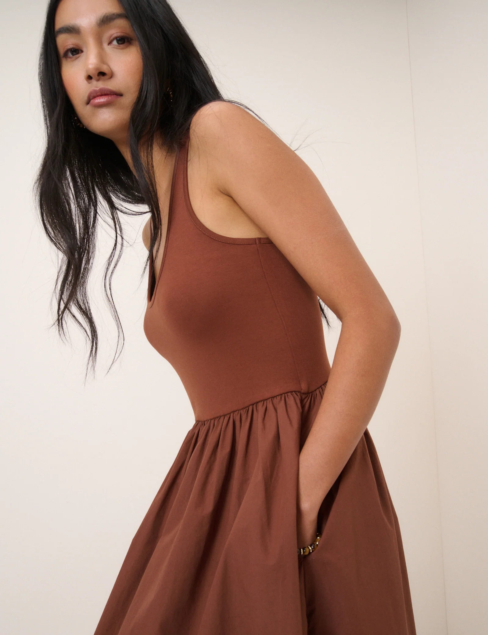 Brown Racer Back Lexie Midi Dress - Image 4