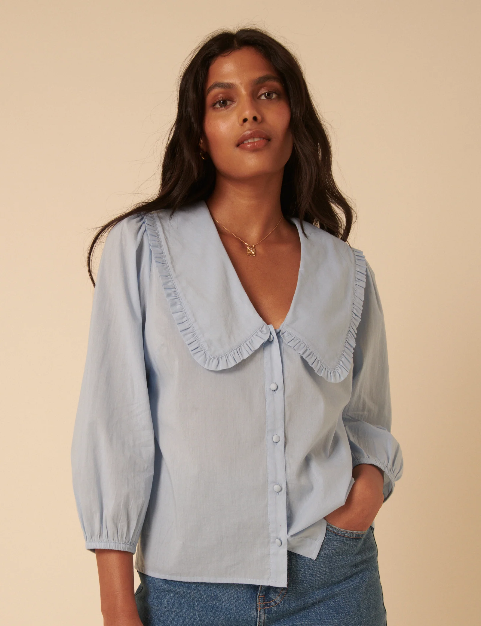 Light Blue Long Sleeve Emmie Blouse - Image 4
