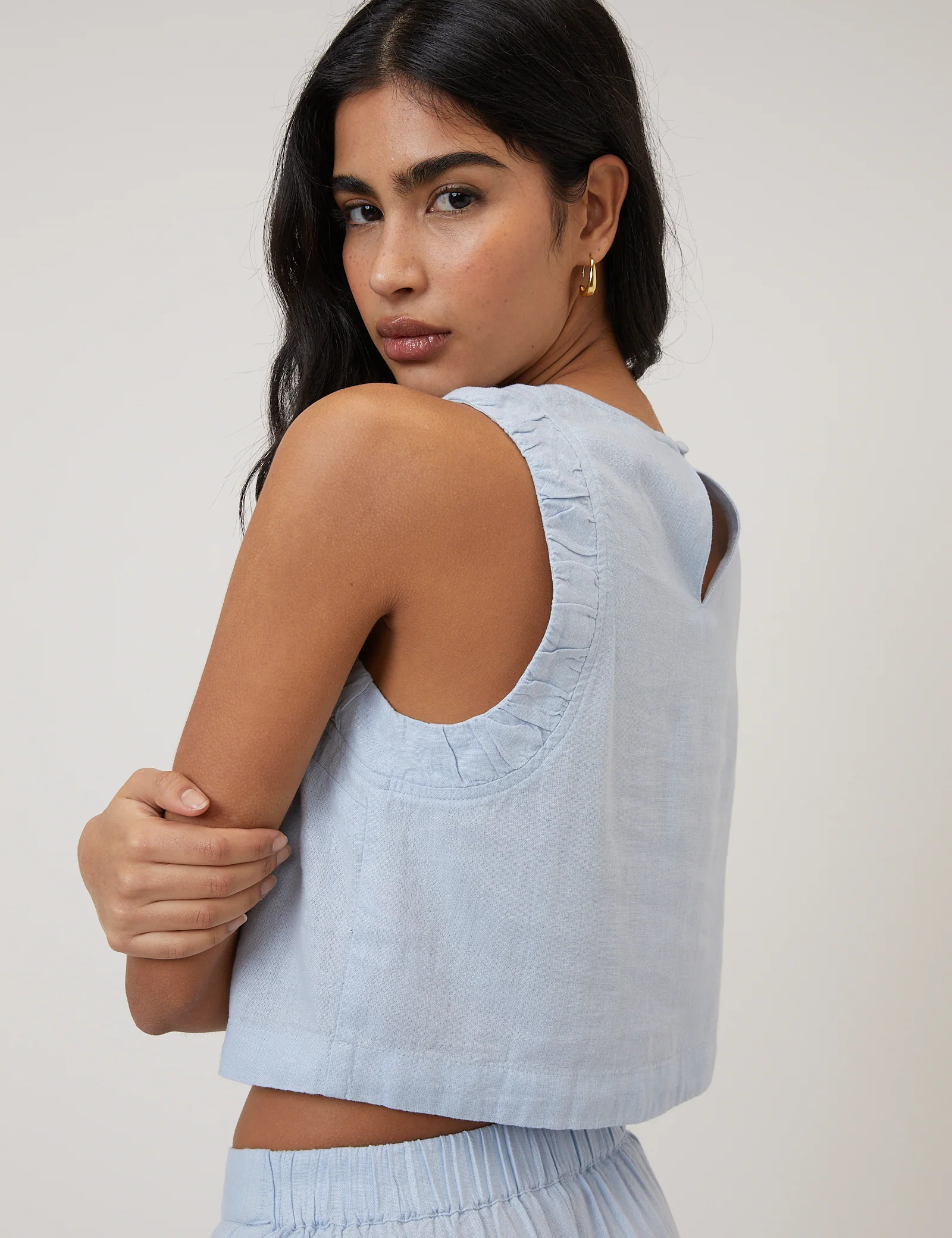 Light Blue Linen-Blend Top - Image 5