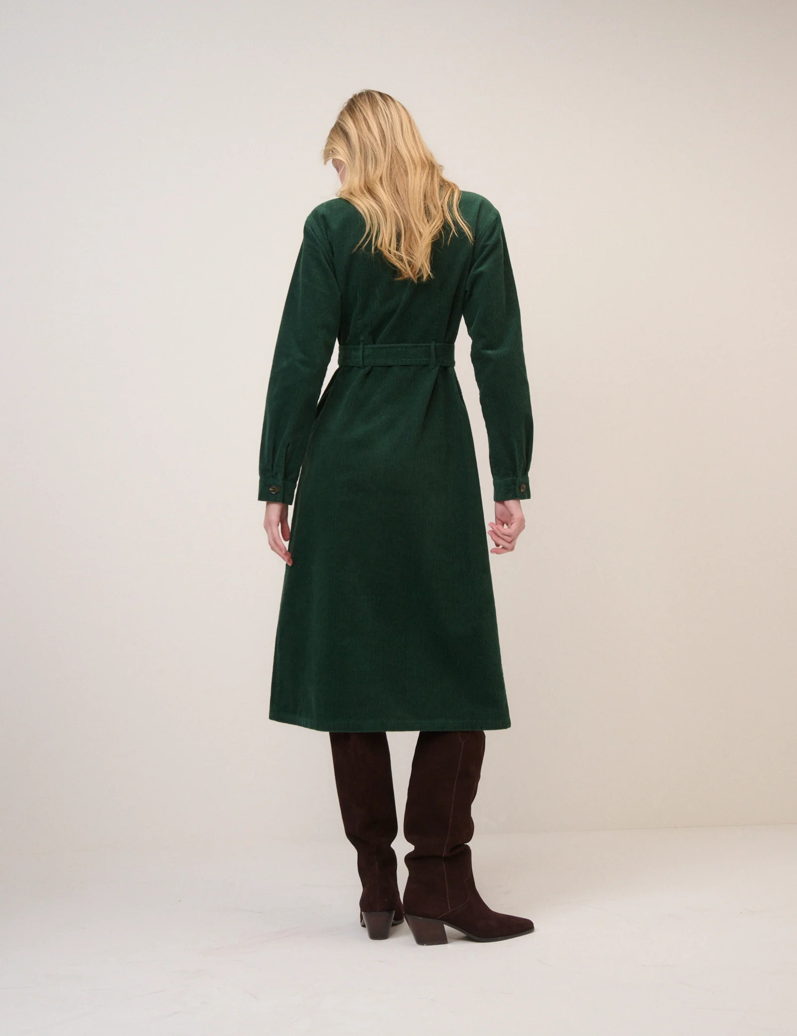 Green Cord Tie Waist Lizzy Midi Dress - Image 5