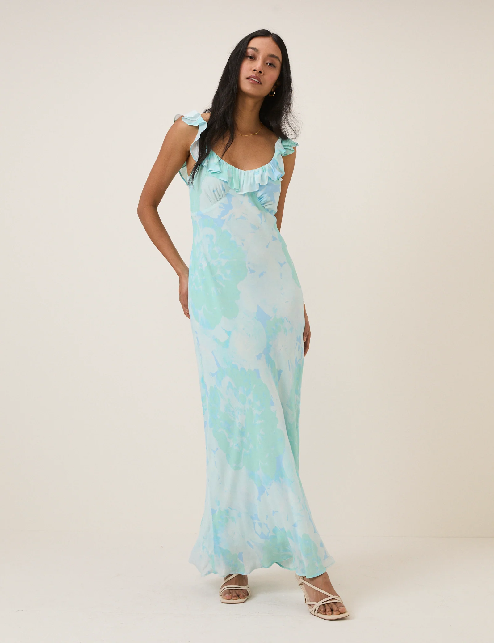 Blue Floral Chiffon Logan Midi Dress - Image 2