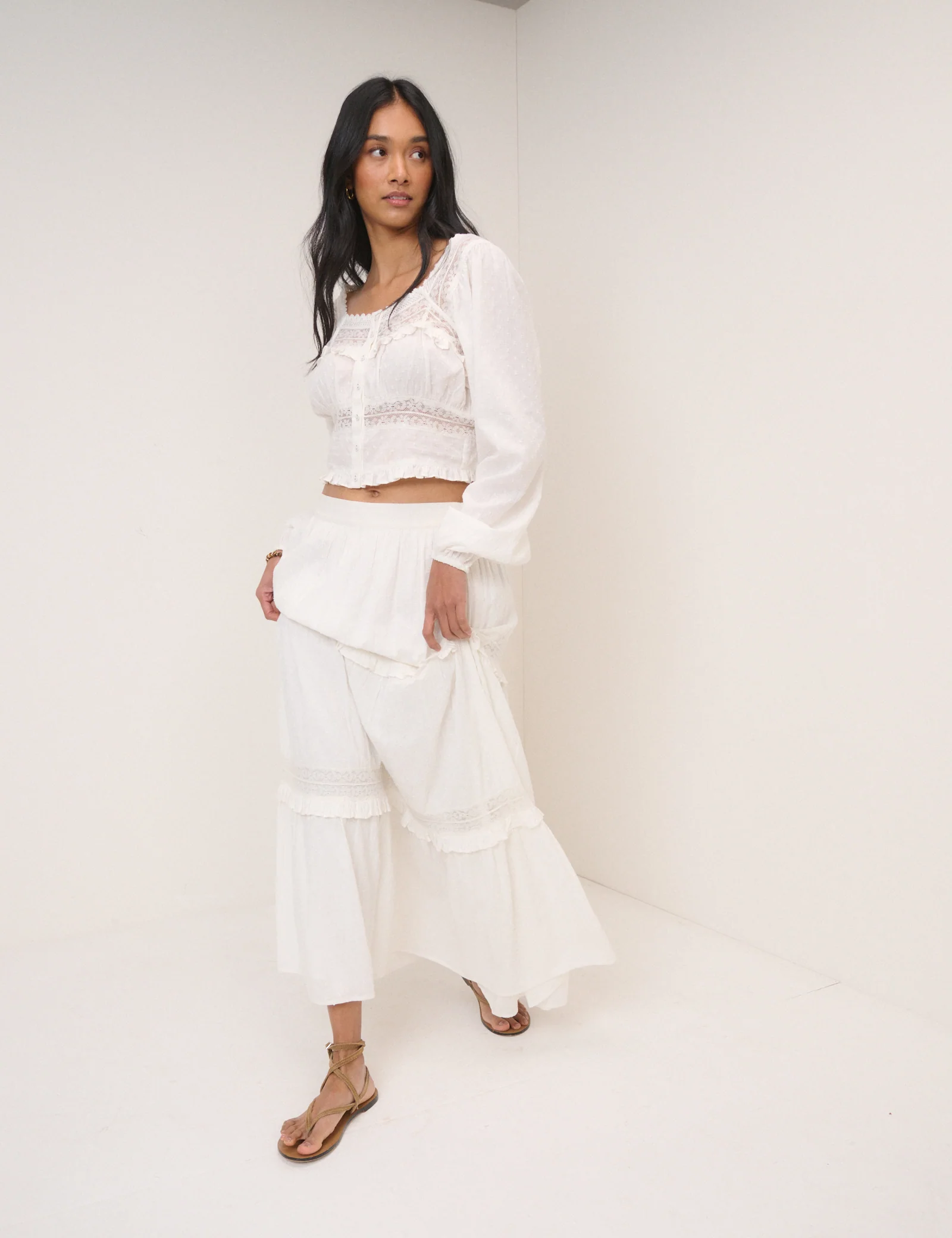 White Dobby Textured Blouse - Image 4