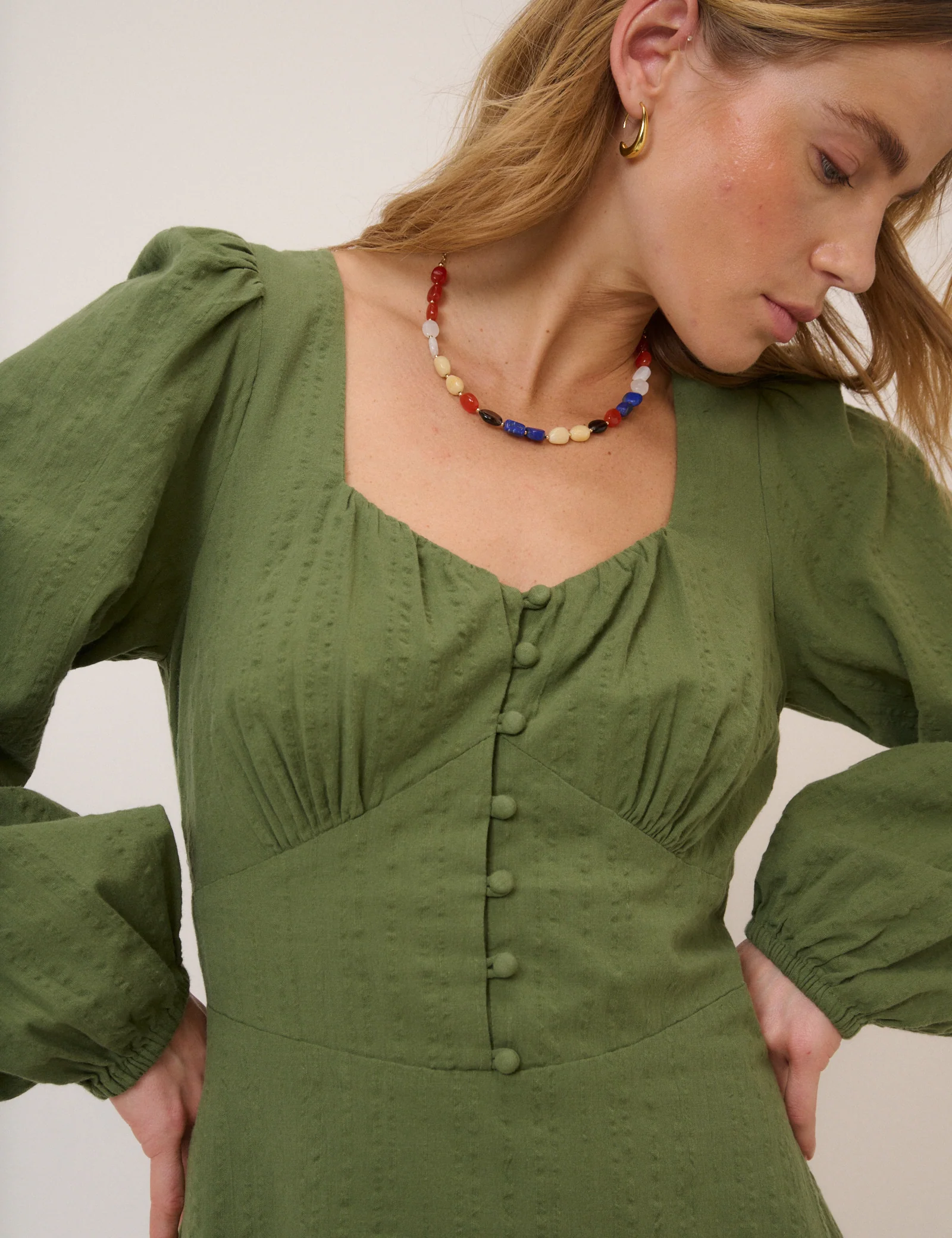 Green Long Sleeve Melody Mini Dress - Image 2