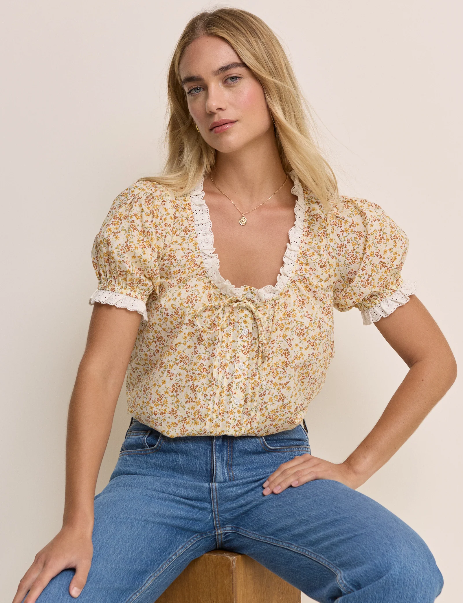 Yellow Ditsy Floral Blouse - Image 5