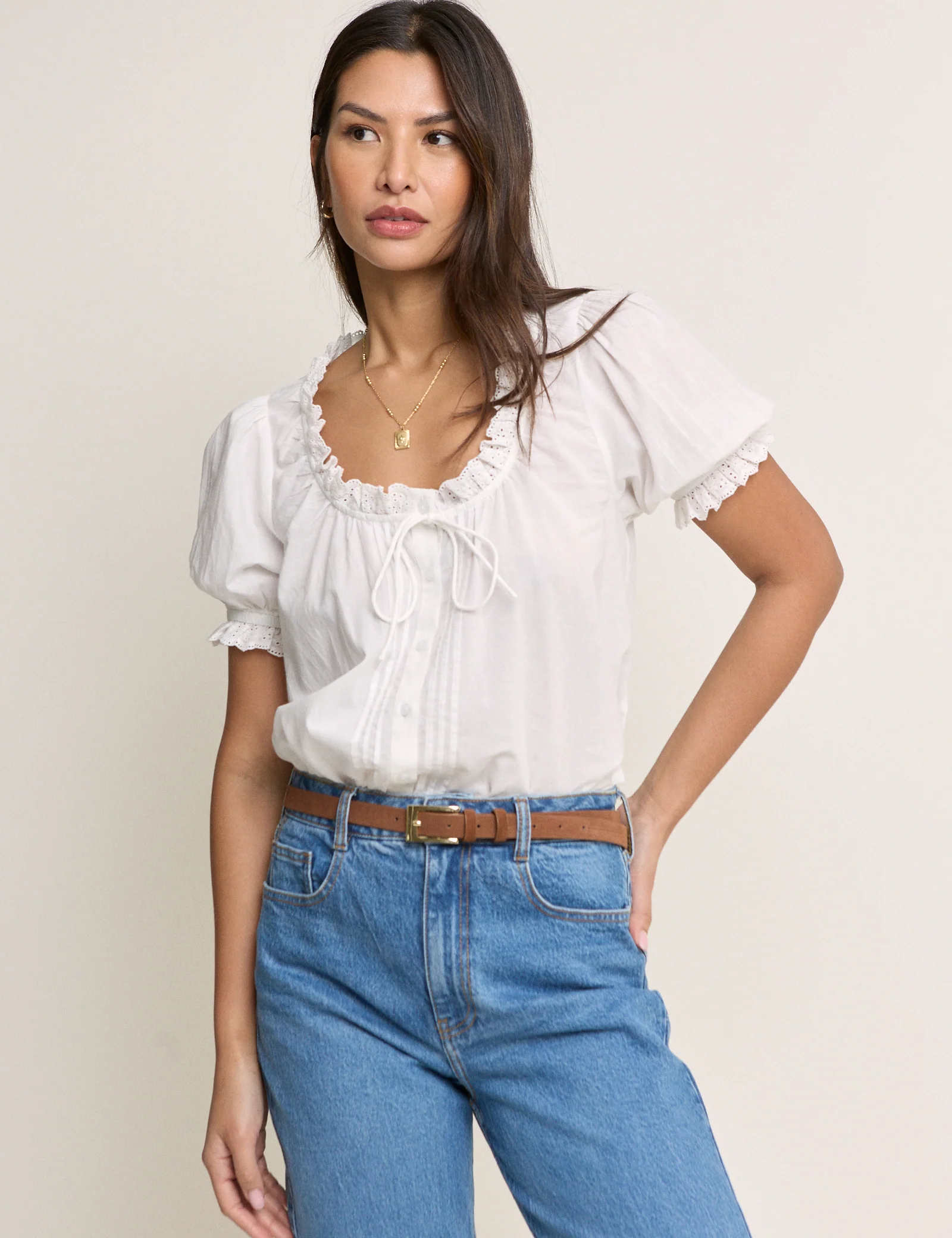 White Puff Sleeve Blouse - Image 4