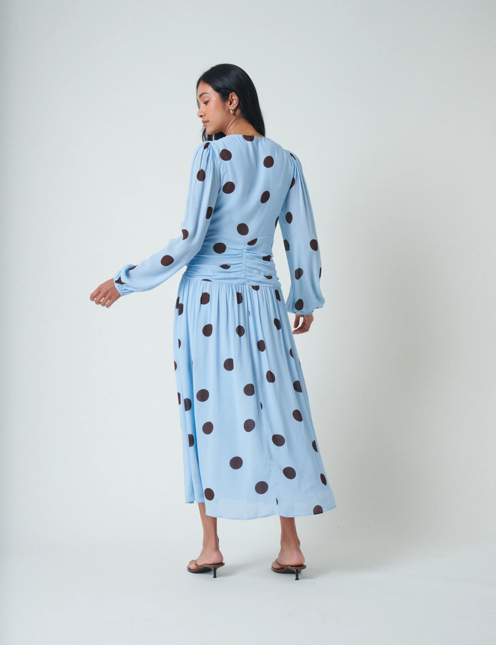 Blue Polka Dot Luna Midi Dress - Image 5