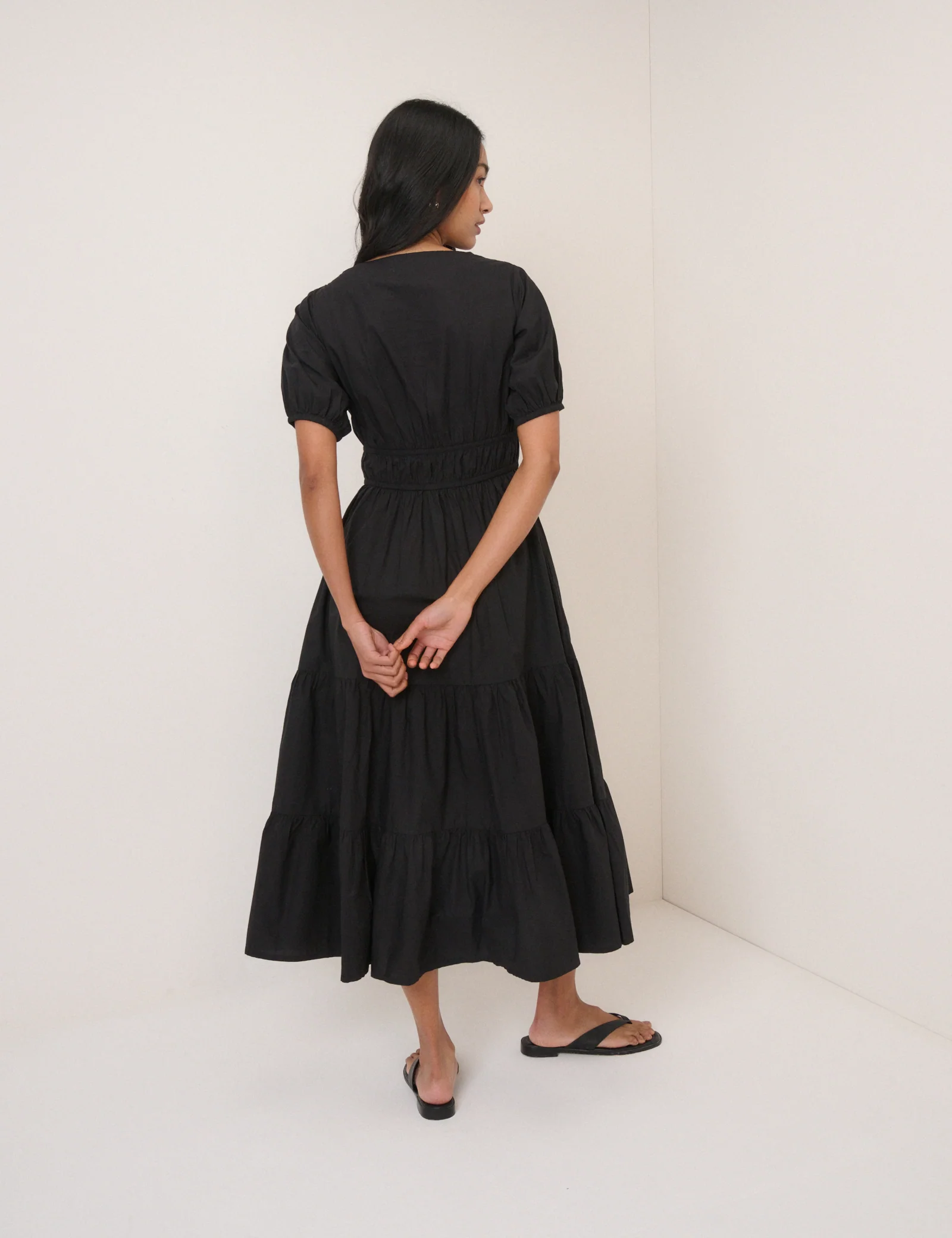 Black Tiered Madison Midi Dress - Image 5