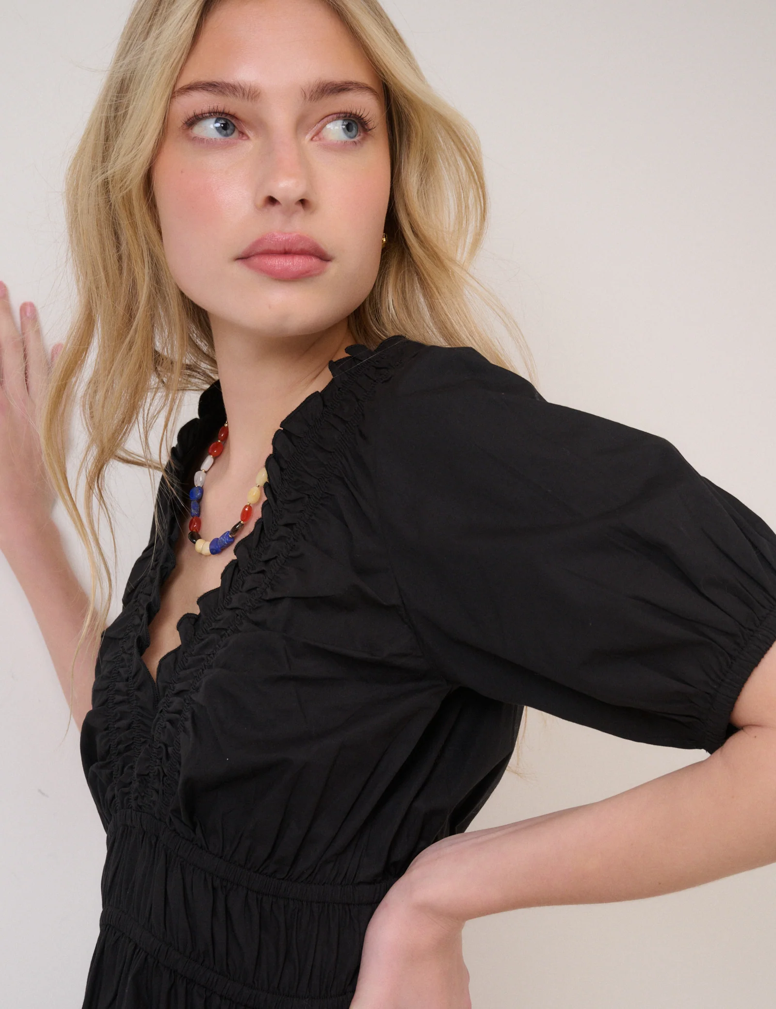 Black Puff Sleeve Madison Mini Dress - Image 4