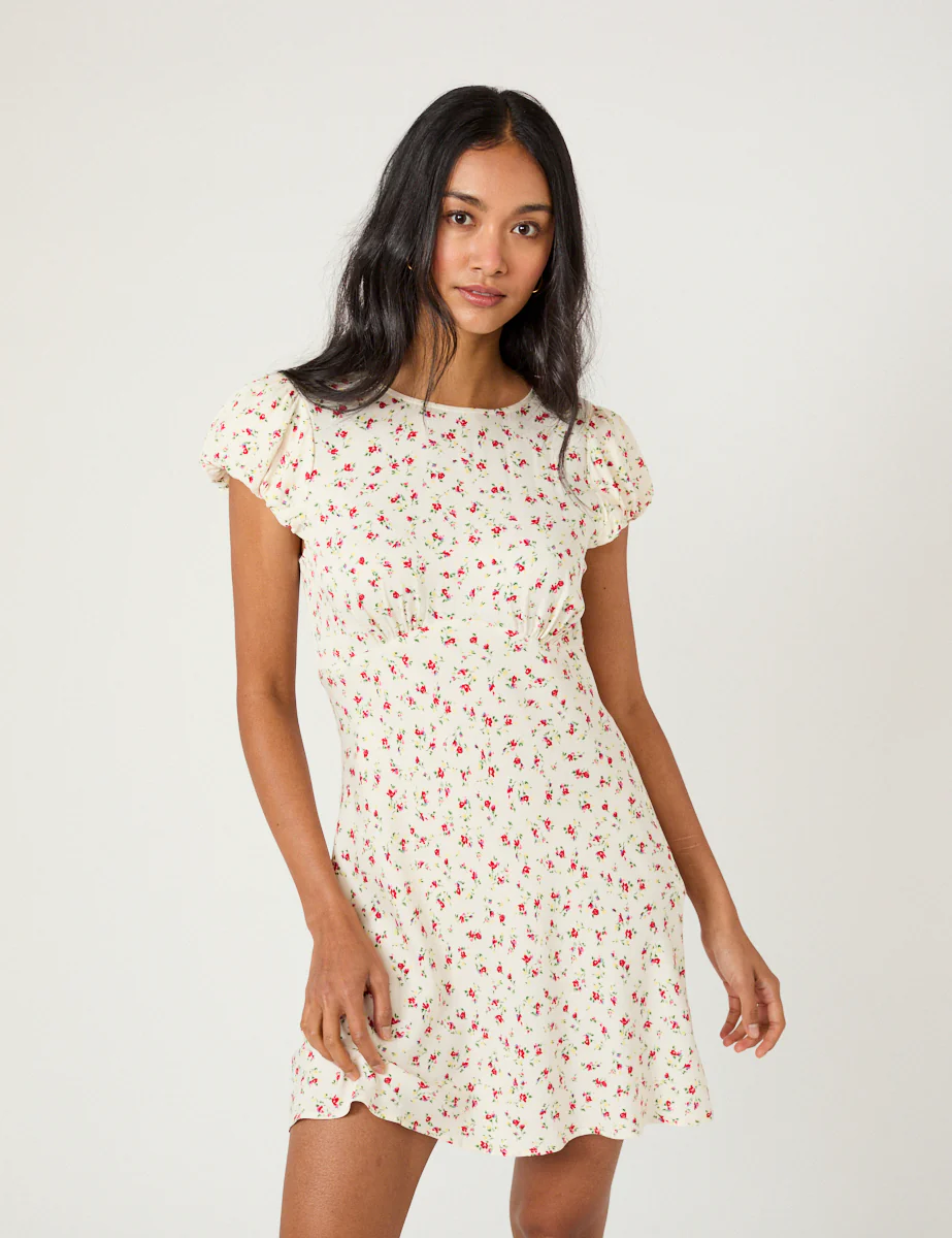 Cream Floral Maggie Mini Dress - Image 2