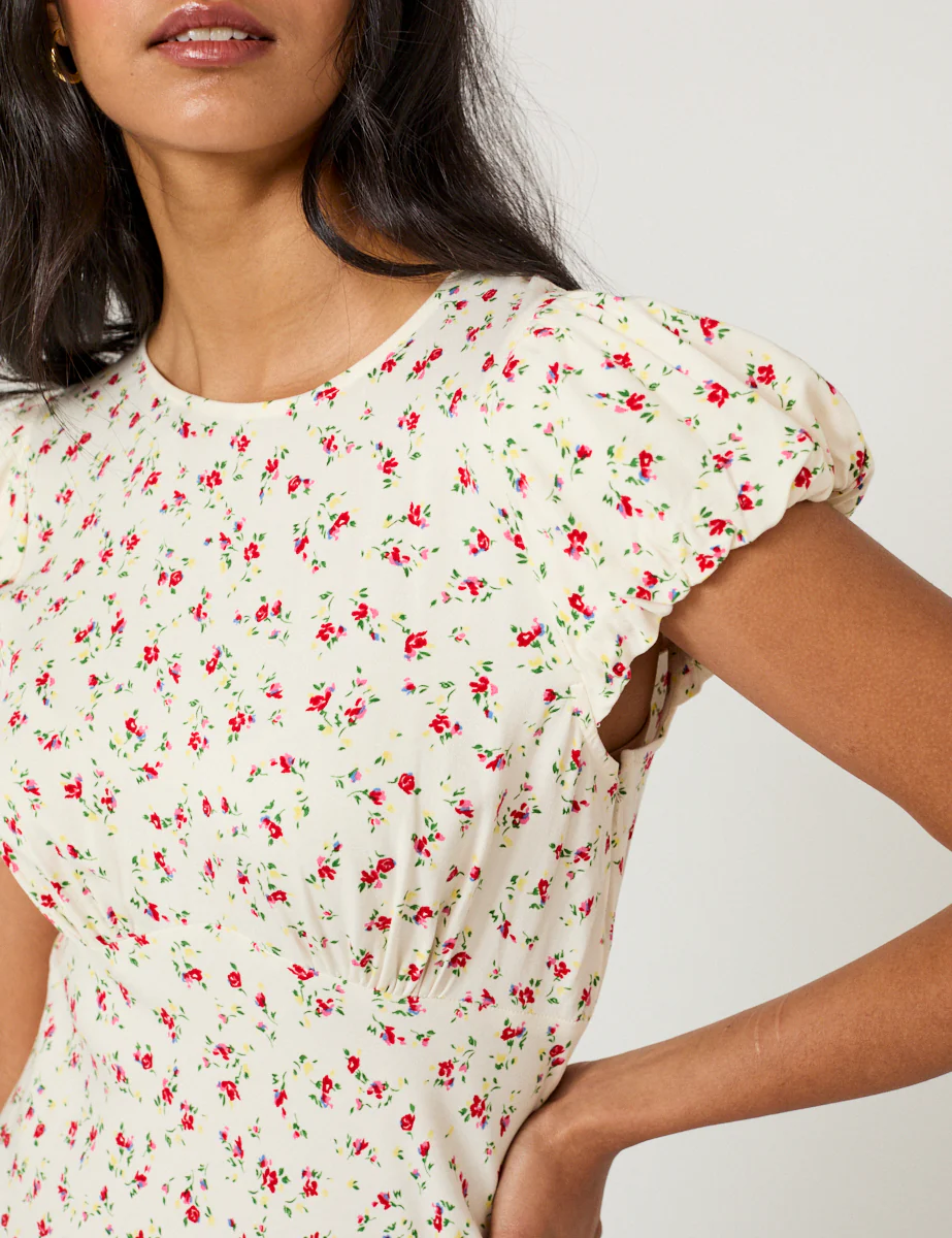 Cream Floral Maggie Mini Dress - Image 3