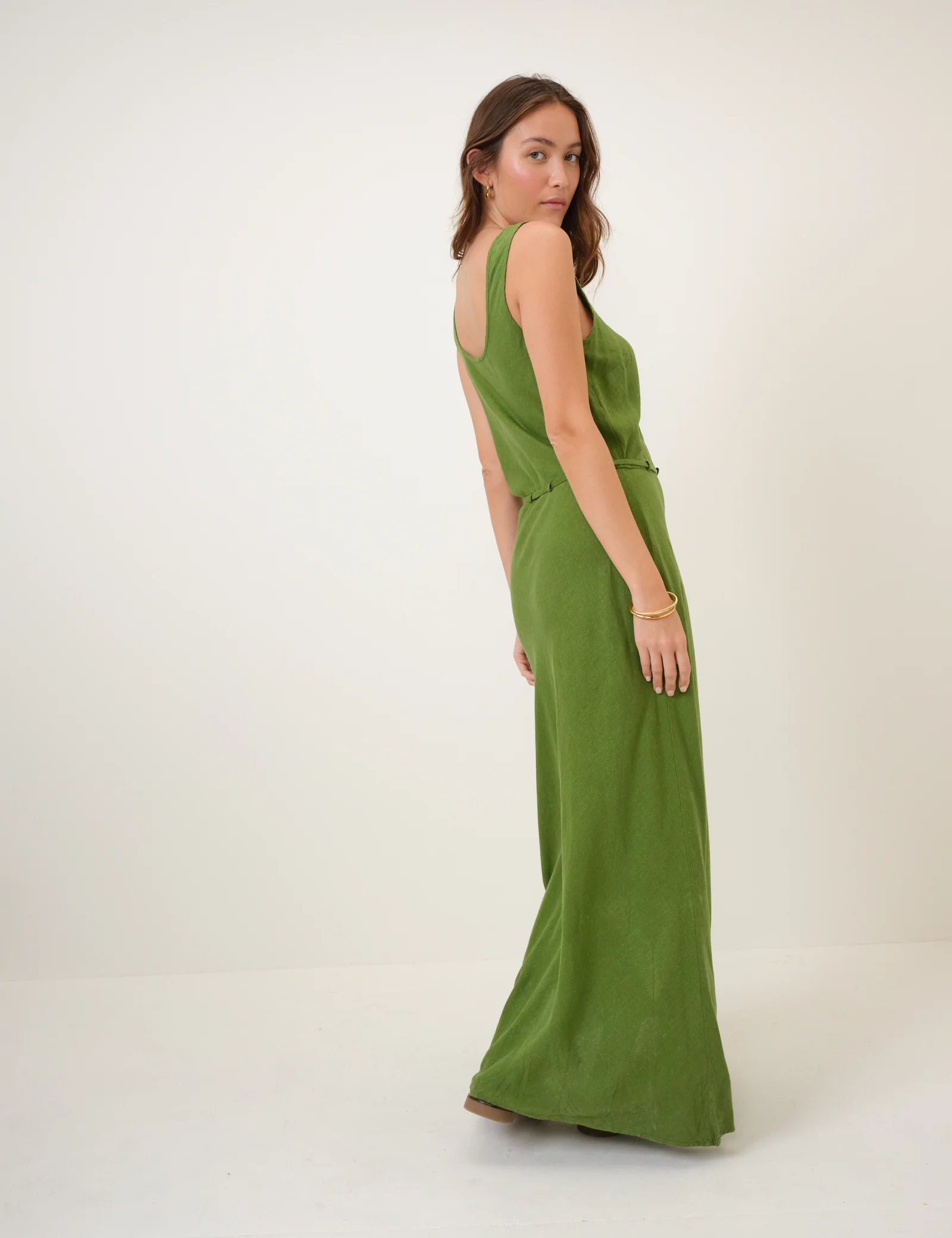 Green Linen-Blend Malia Midi Dress - Image 6
