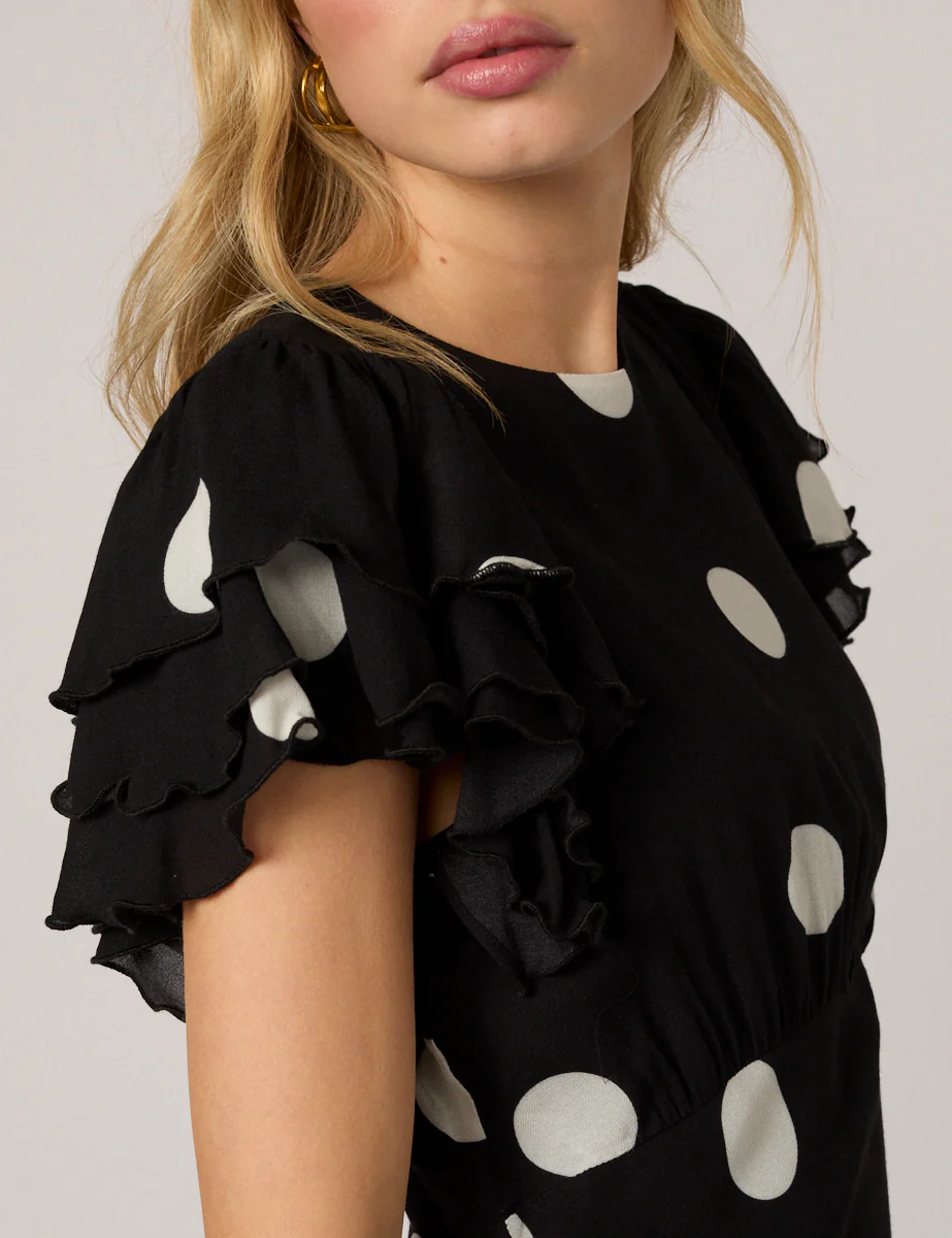 Black Polka Dot Marley Midi Dress - Image 2