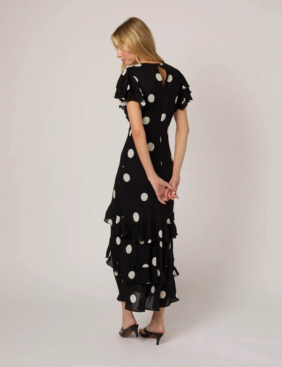 Black Polka Dot Marley Midi Dress - Image 5