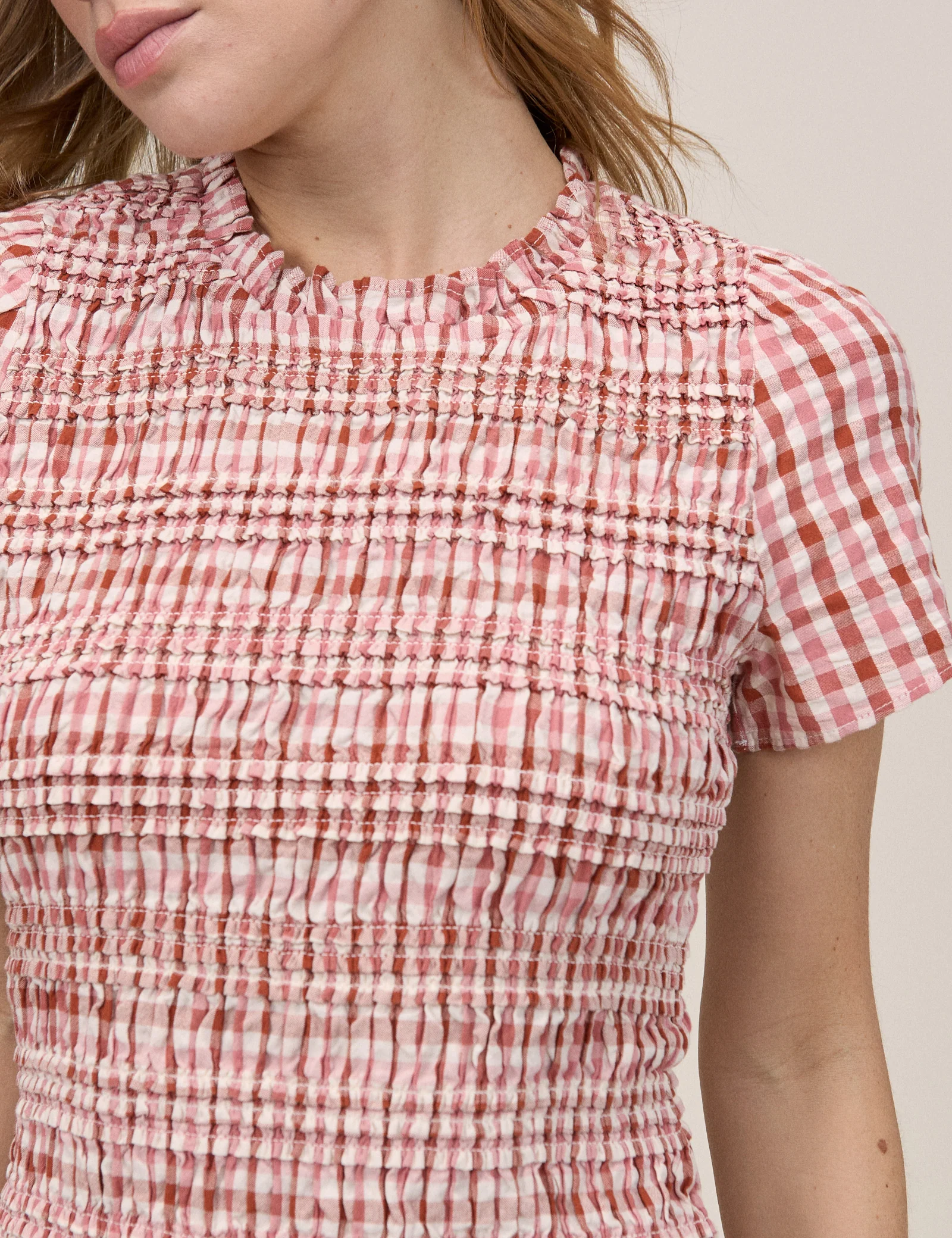 Pink Gingham Ruched Martha Mini Dress - Image 2
