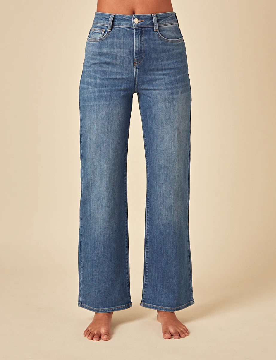 Blue Stretch Wide Leg Jeans - Image 2