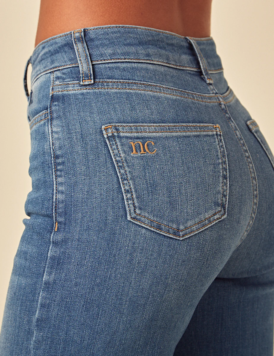 Blue Stretch Wide Leg Jeans - Image 3
