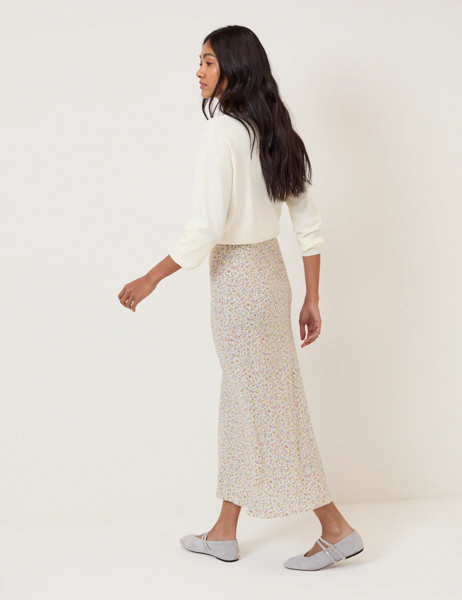 Cream Ditsy Floral Mila Midi Skirt - Image 4