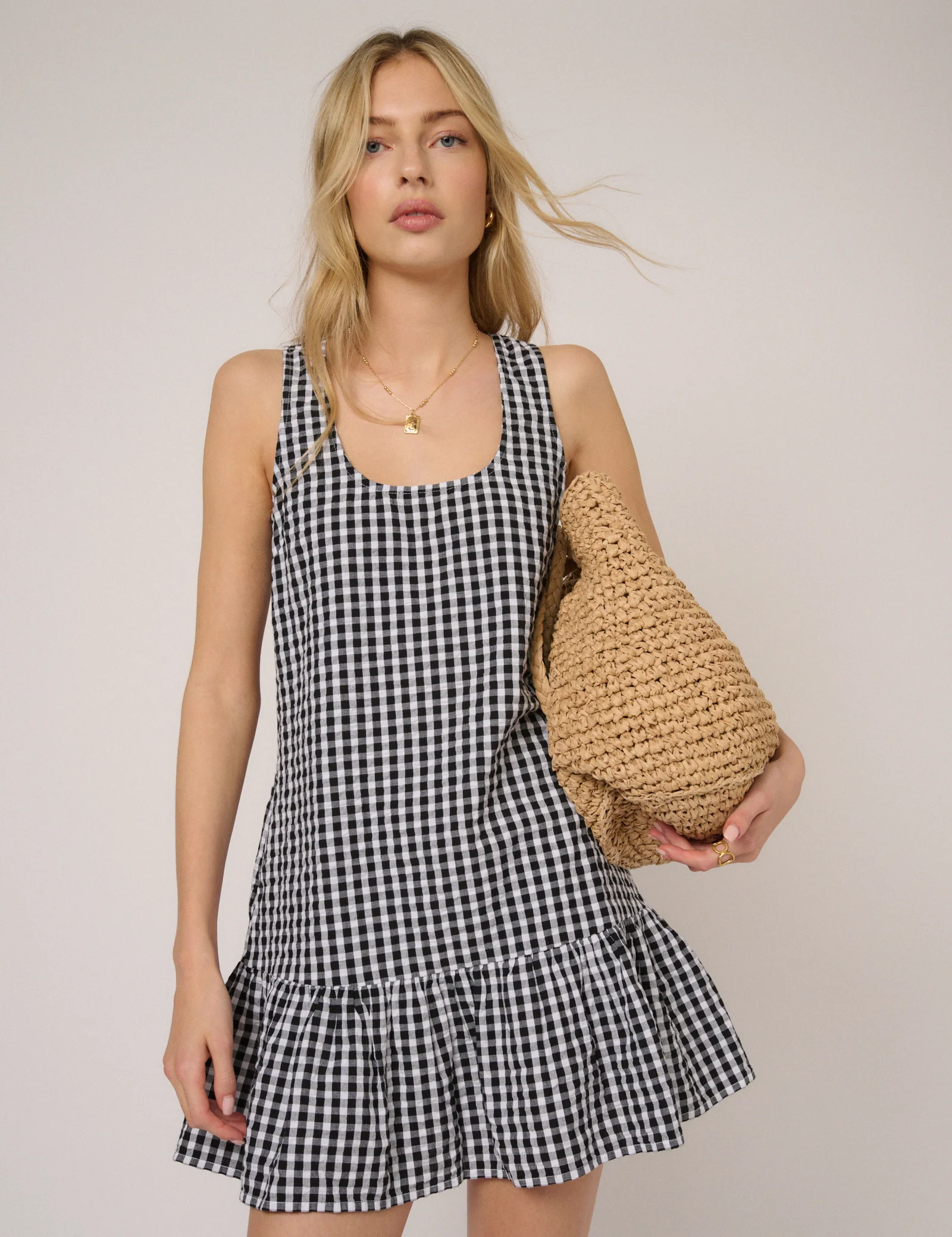 Black Gingham Millie Mini Dress - Image 3
