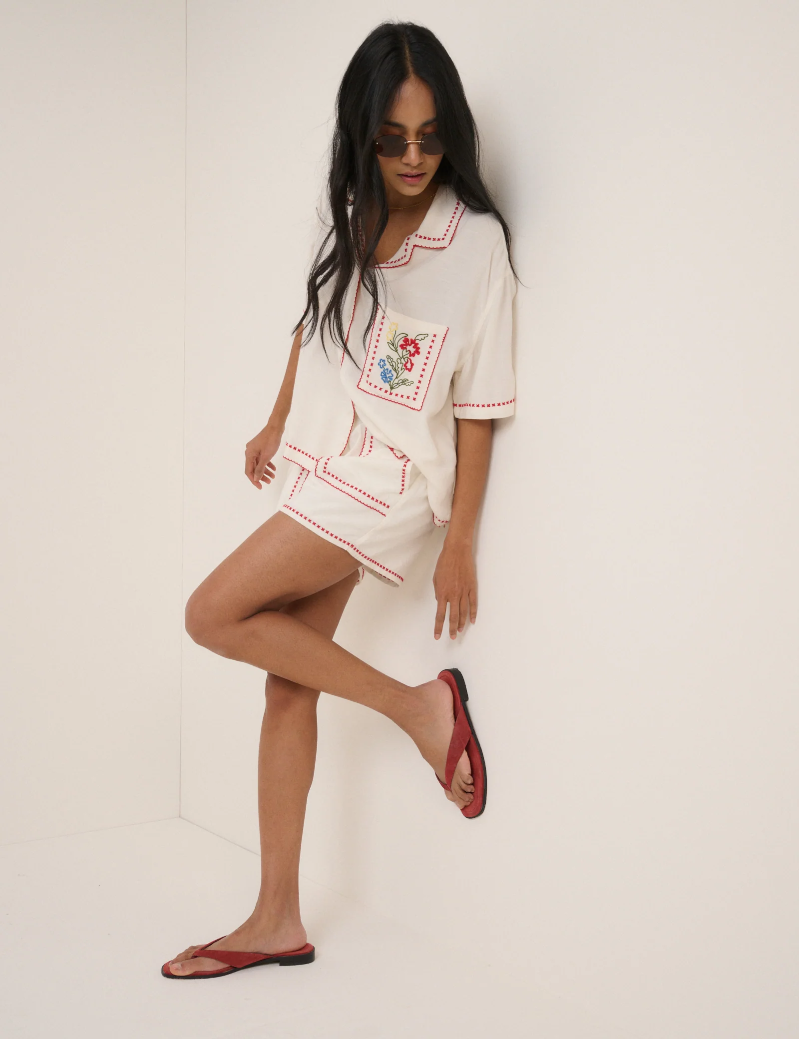 White Embroidered Shorts - Image 4
