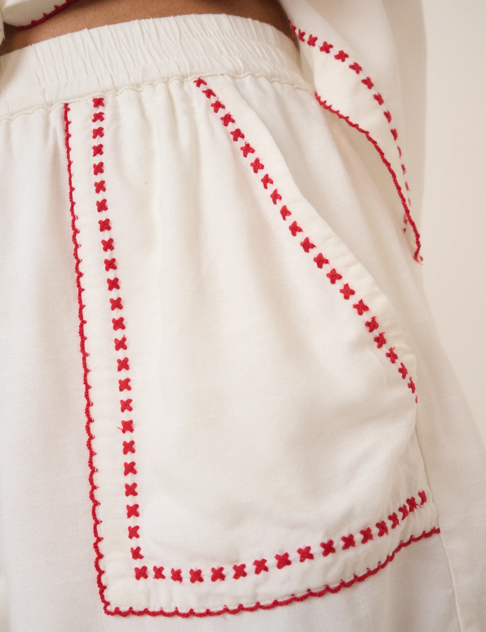 White Embroidered Shorts - Image 5