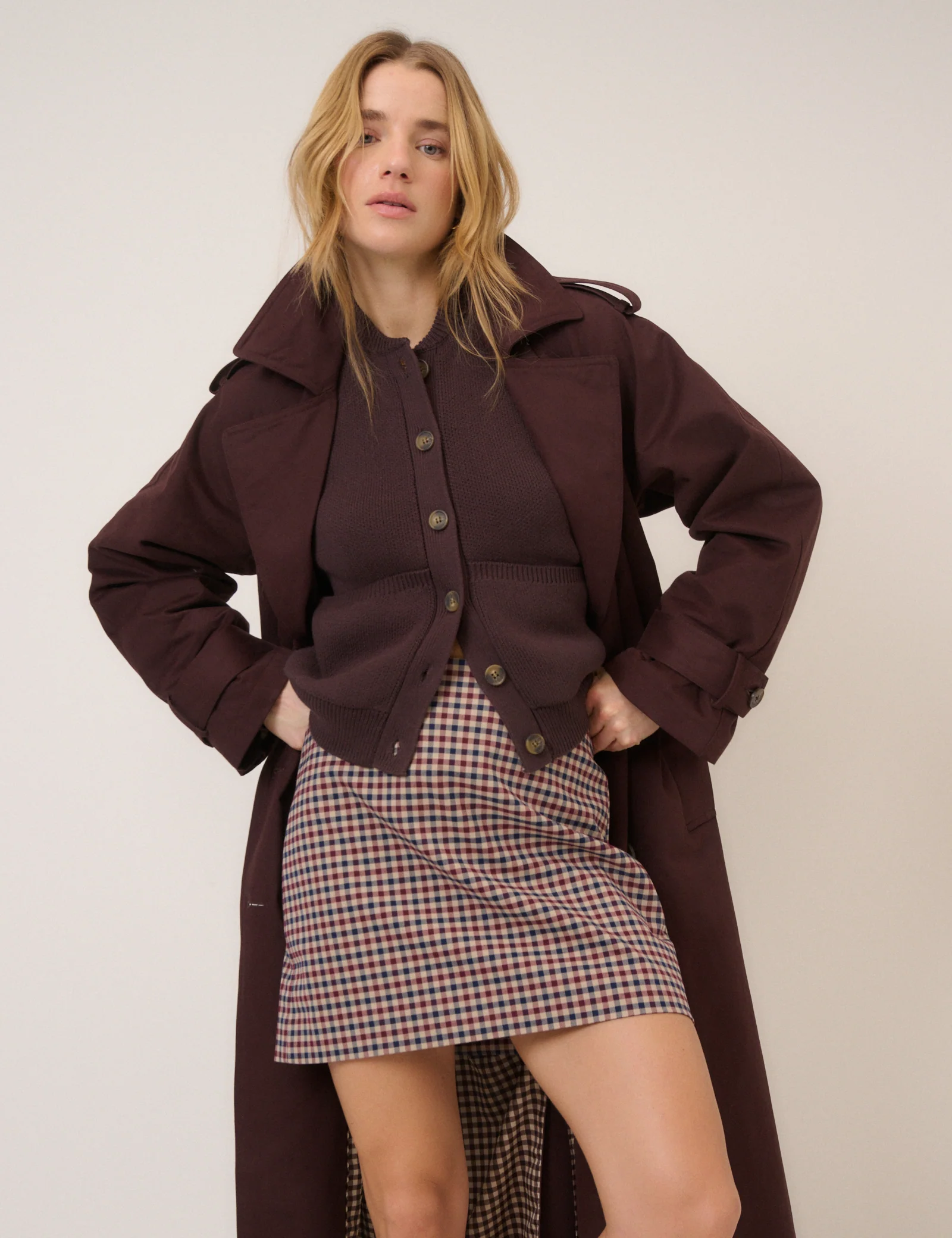 Red & Navy Check Mini Skirt - Image 3