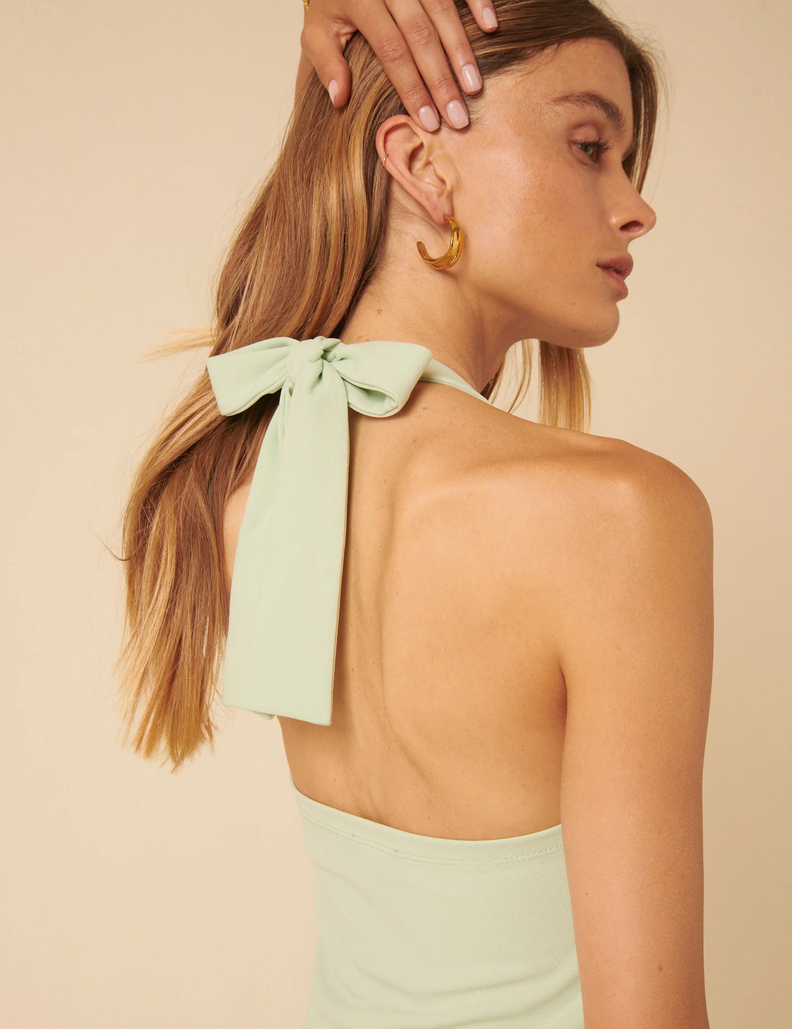 Mint Green Halter Neck Amie Midi Dress - Image 3