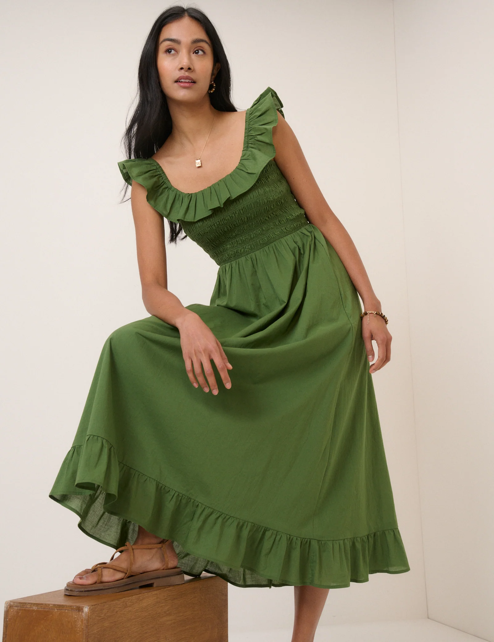Green Ruffle Mona Midi Dress - Image 4