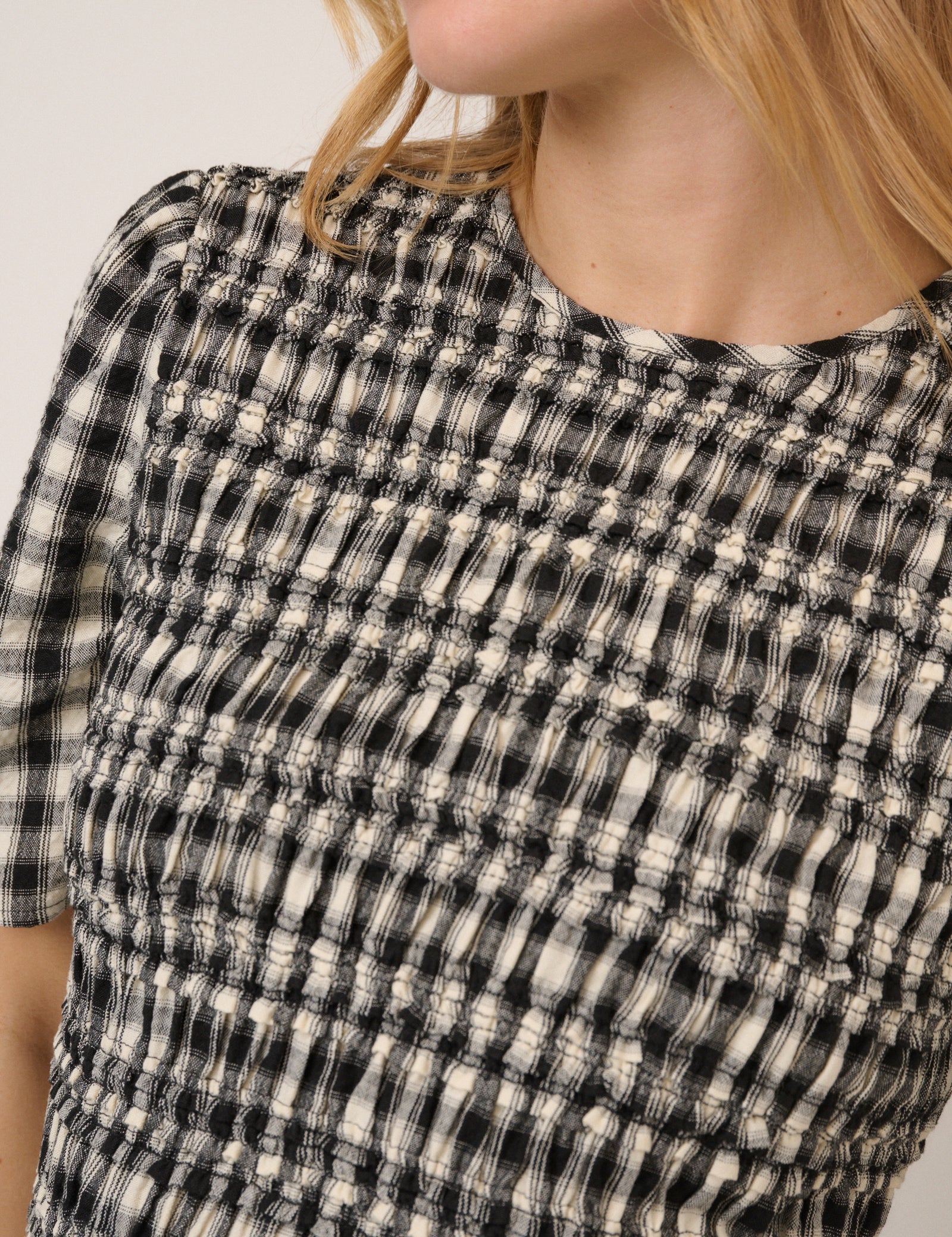 Gingham Shirred Top - Image 3
