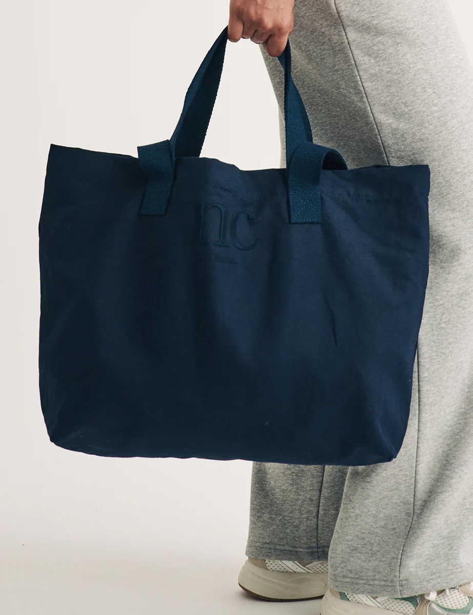 Navy London Logo Canvas Tote Bag - Image 3