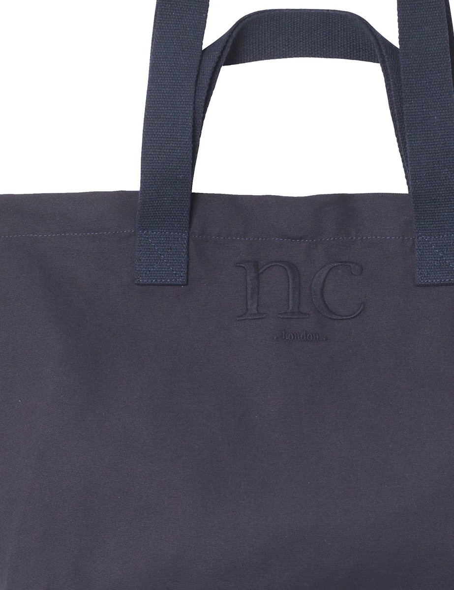Navy London Logo Canvas Tote Bag - Image 4