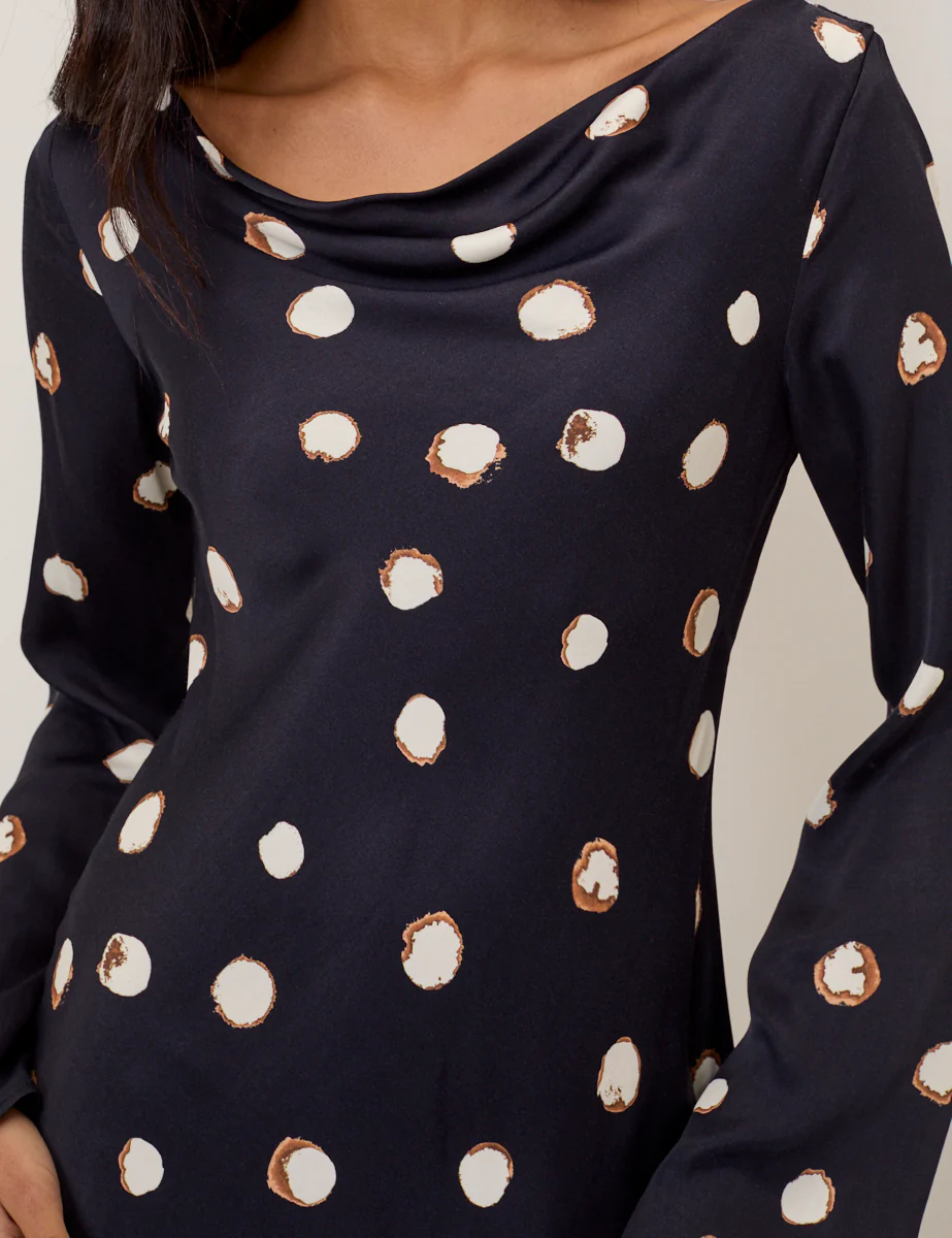 Navy Polka Dot Leighton Mini Dress - Image 4