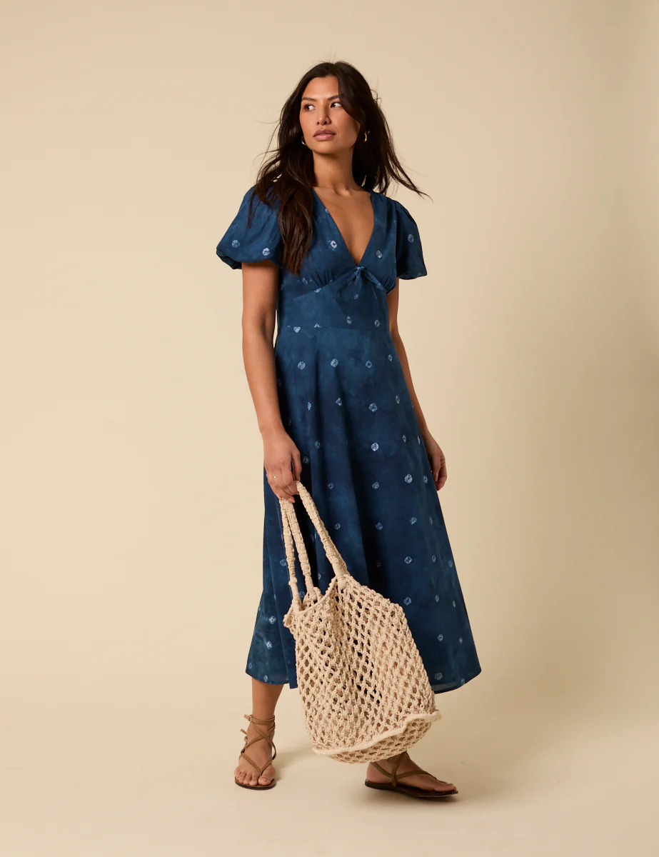 Navy Tie Dye Nia Midi Dress - Image 3