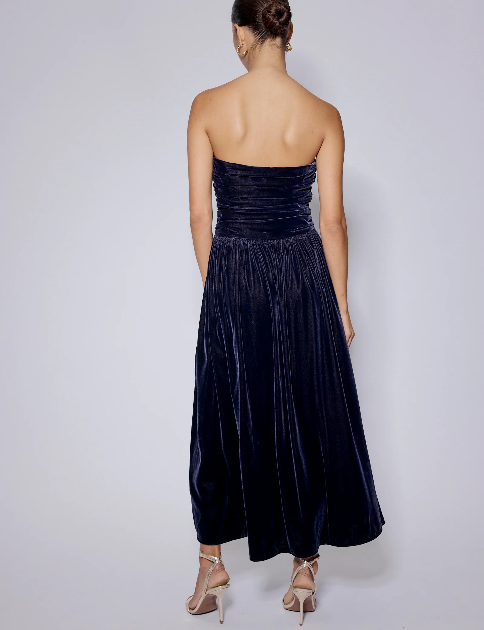 Navy Velvet Bandeau Felicity Midaxi Dress - Image 6