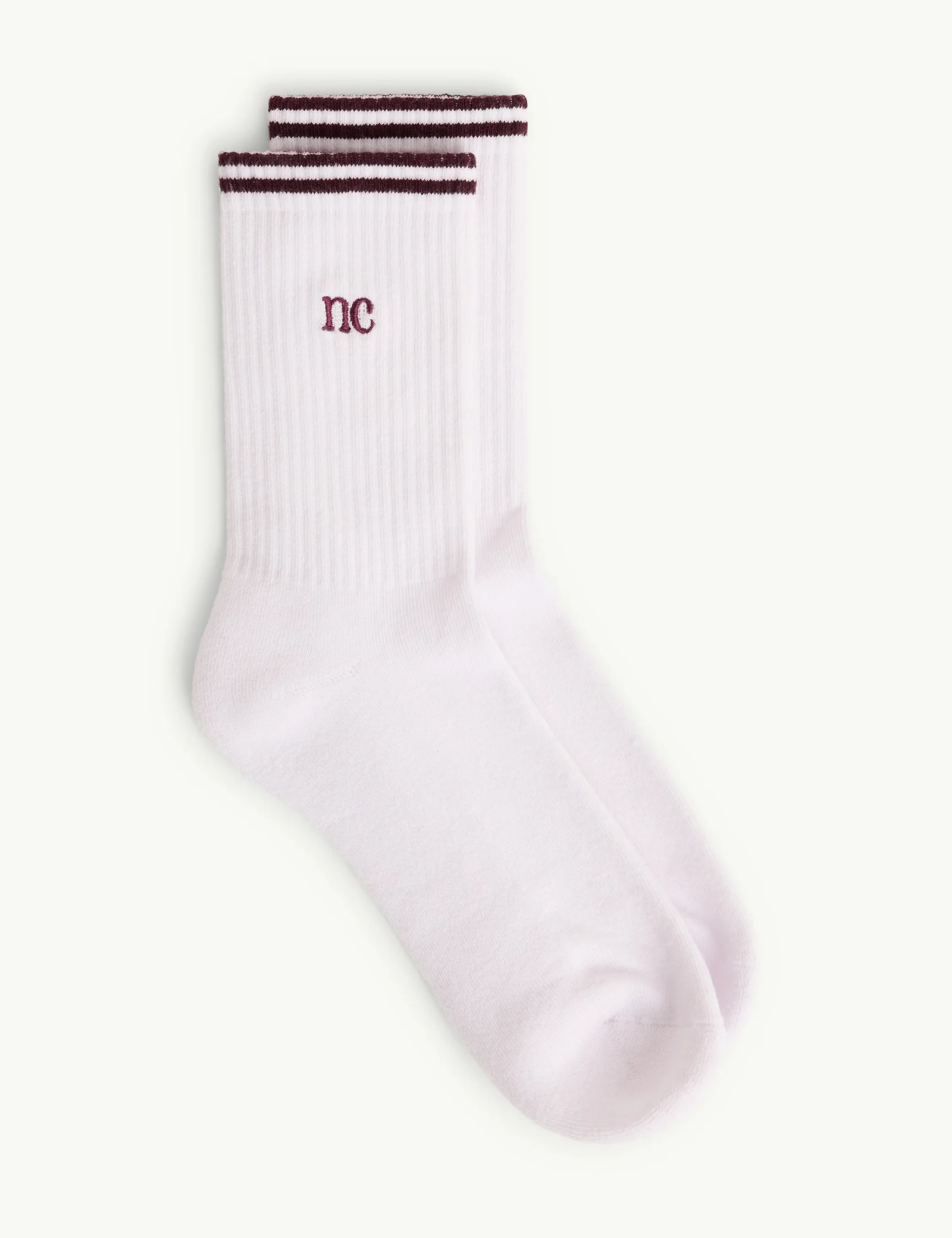 Burgundy Trim NC Ribbed Sports Socks