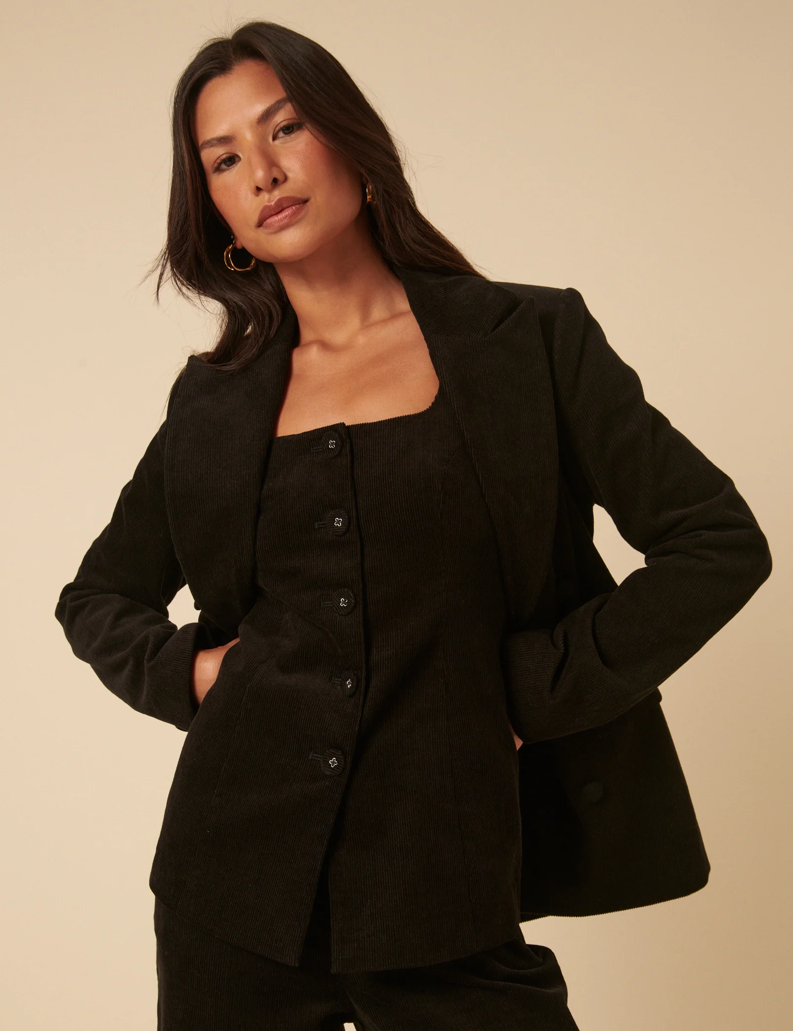 NC x Lisou Black Cord Double Breasted Tailored Blazer - Image 3