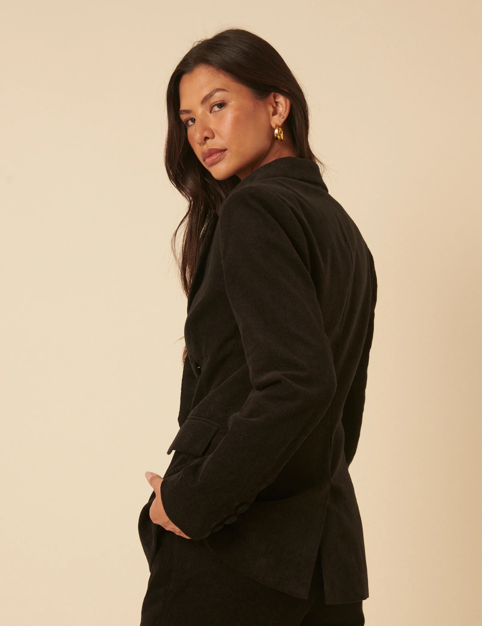 NC x Lisou Black Cord Double Breasted Tailored Blazer - Image 5