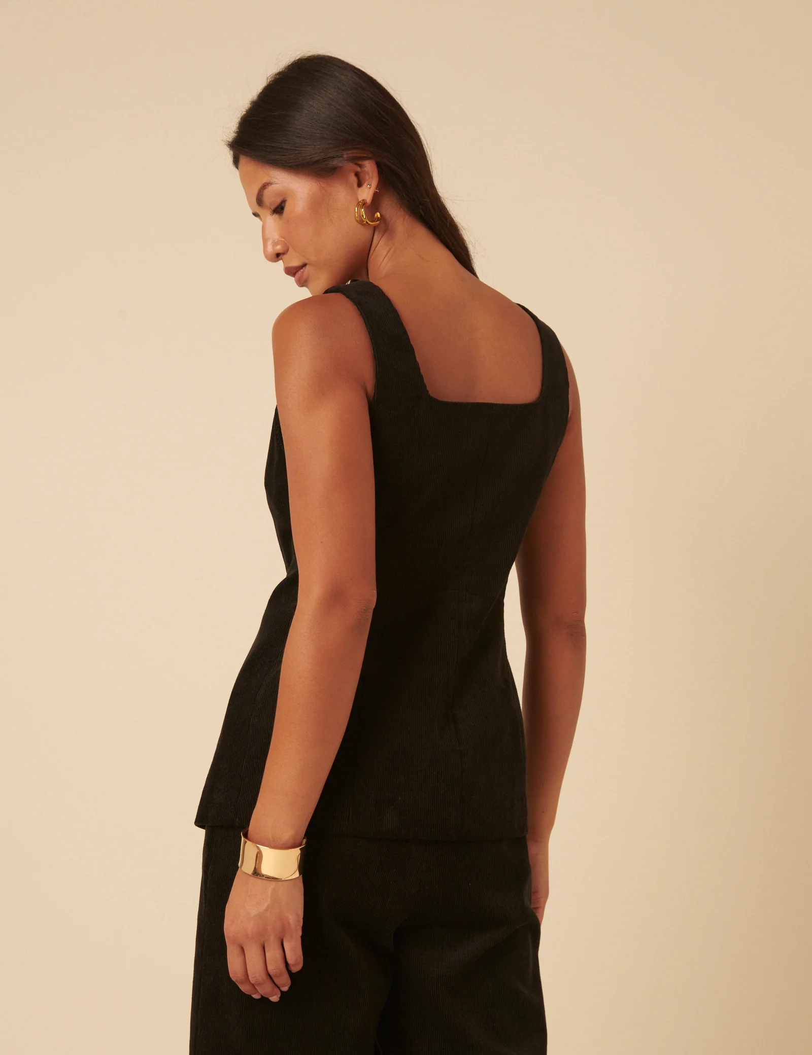 NC x Lisou Black Cord Longline Tailored Waistcoat - Image 5